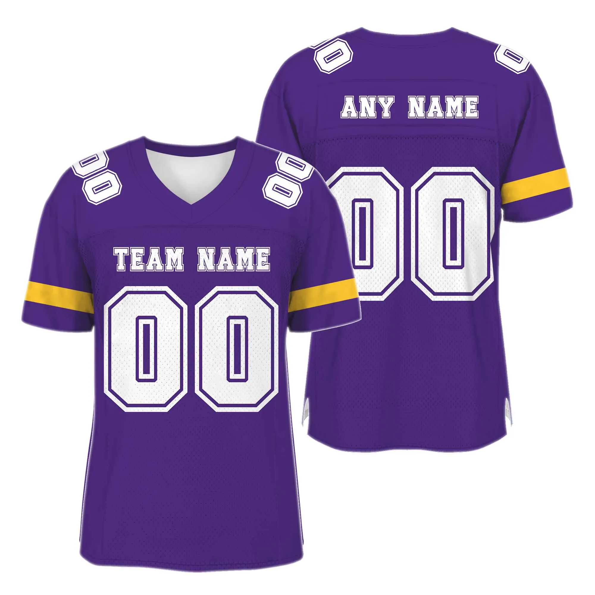 Custom Purple White-Gold Mesh Authentic Football Jersey