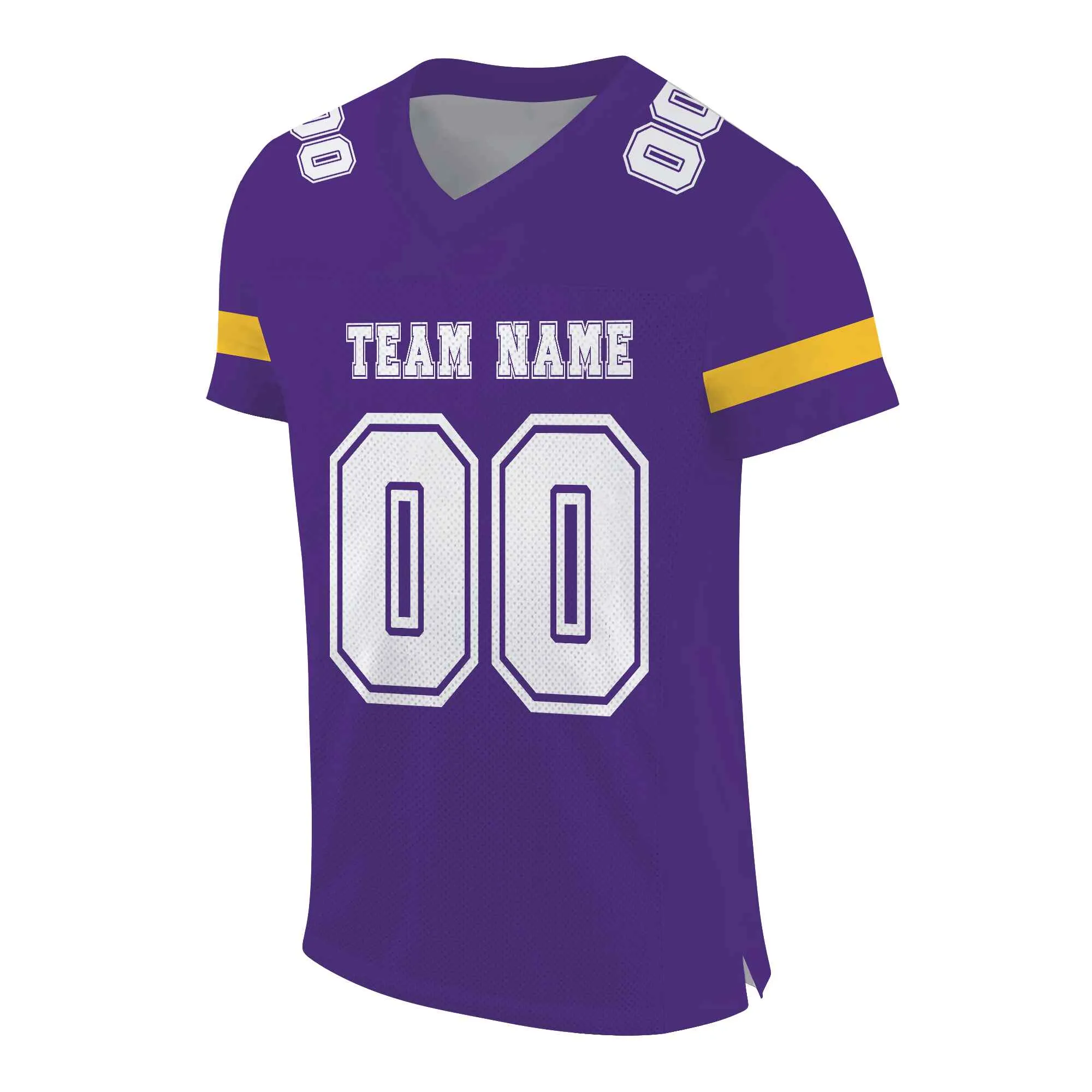 Custom Purple White-Gold Mesh Authentic Football Jersey