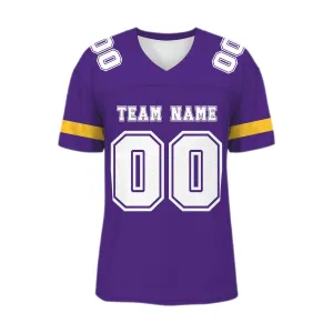 Custom Purple White-Gold Mesh Authentic Football Jersey
