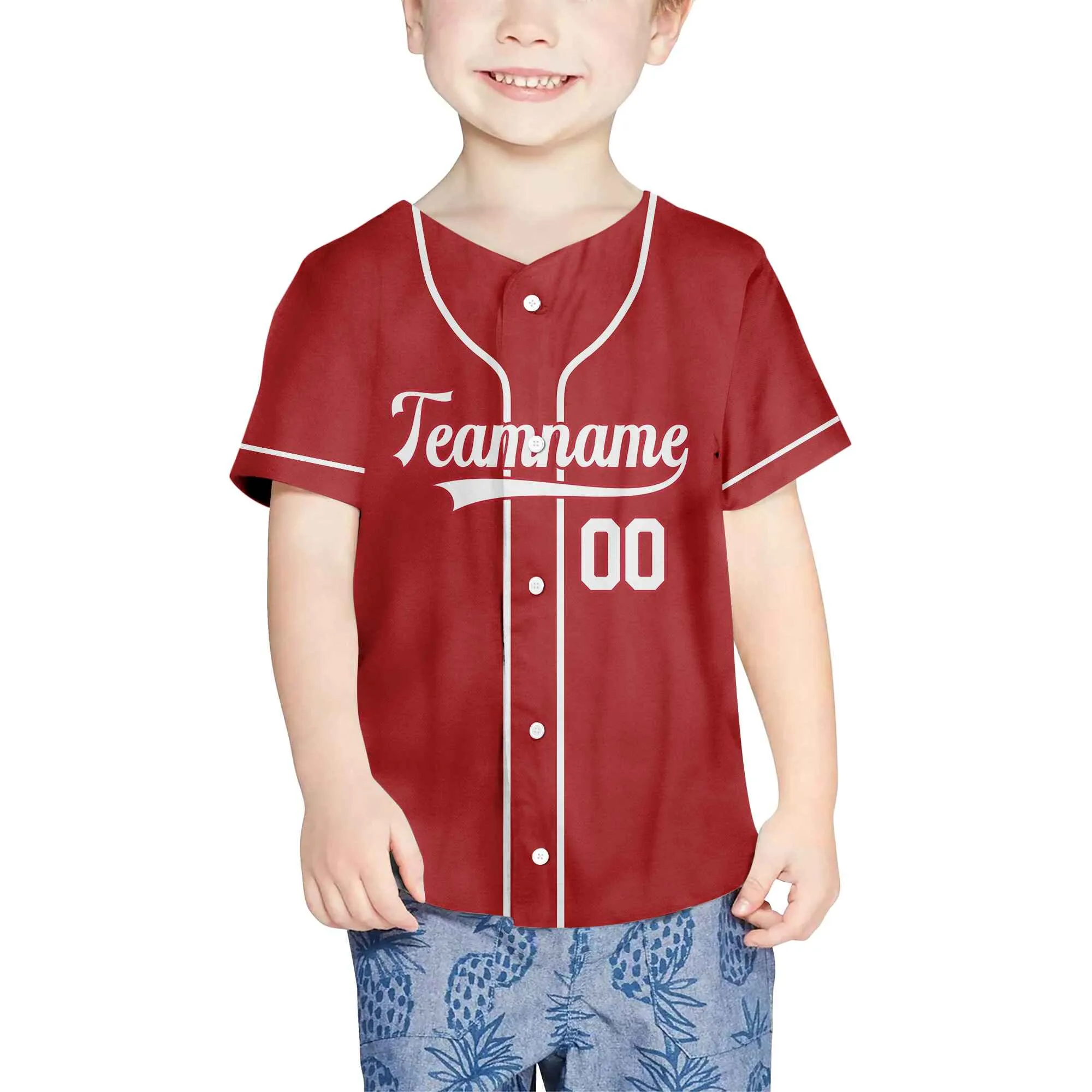 Custom Red White Authentic Baseball Jersey