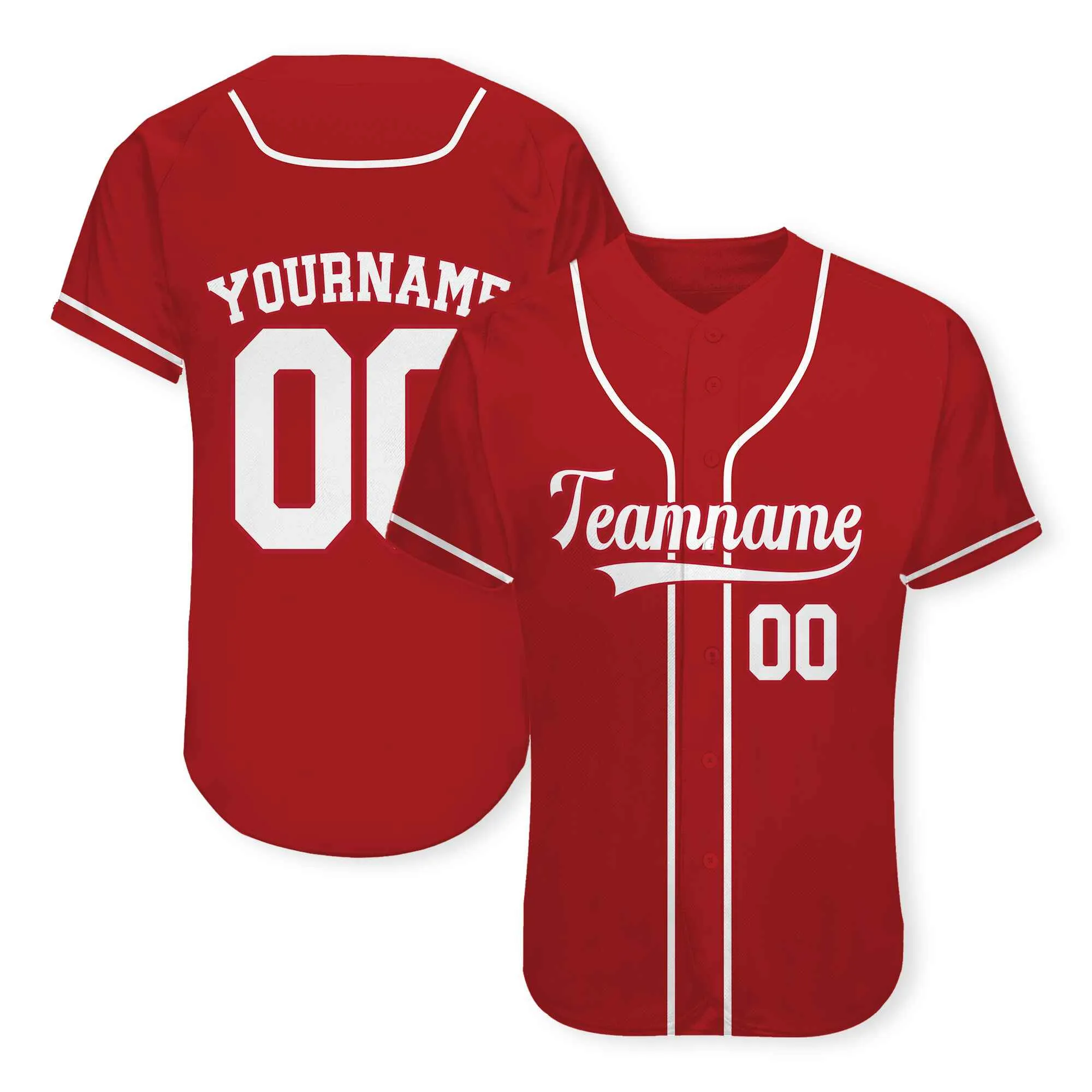 Custom Red White Authentic Baseball Jersey