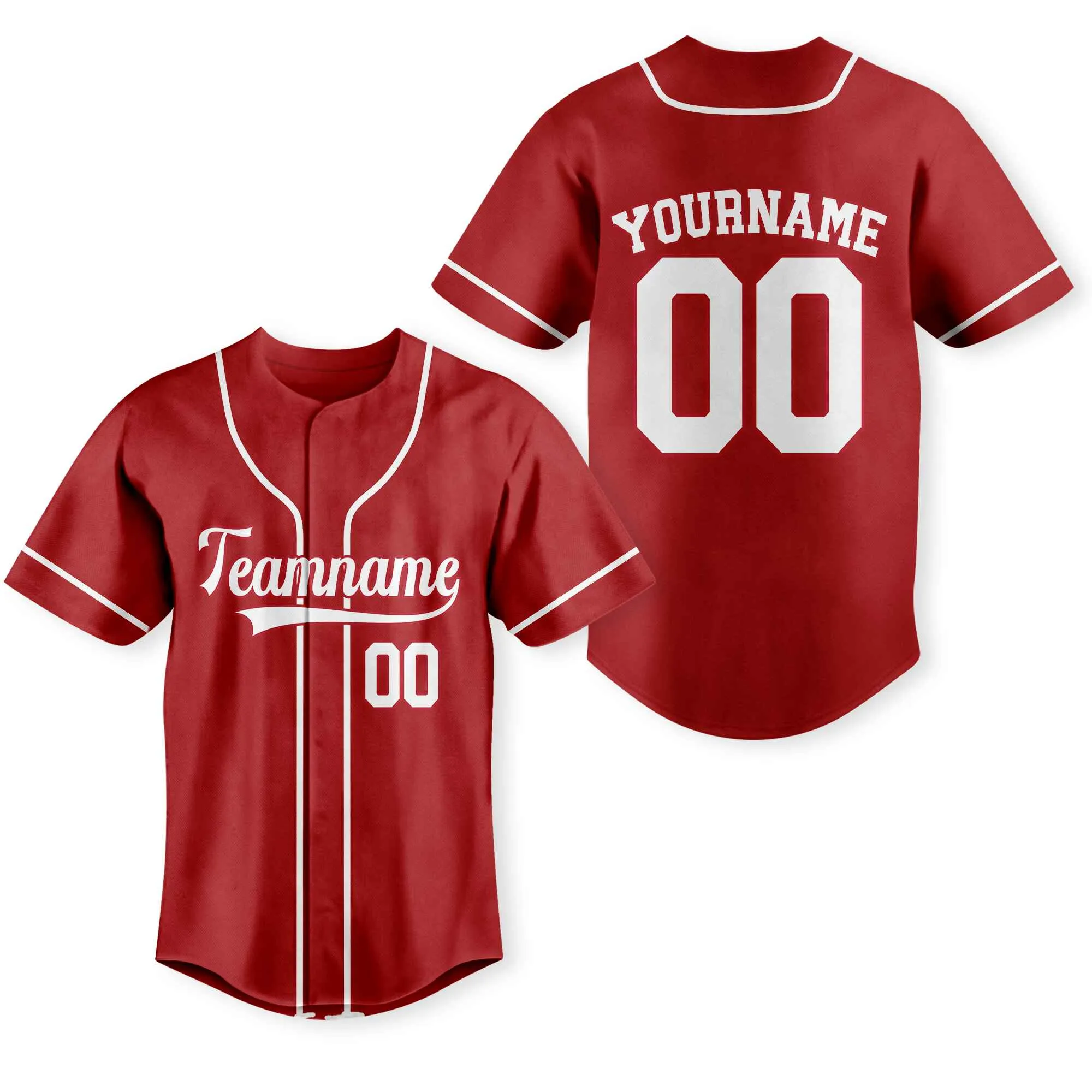 Custom Red White Authentic Baseball Jersey