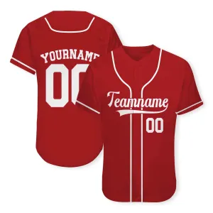 Custom Red White Authentic Baseball Jersey
