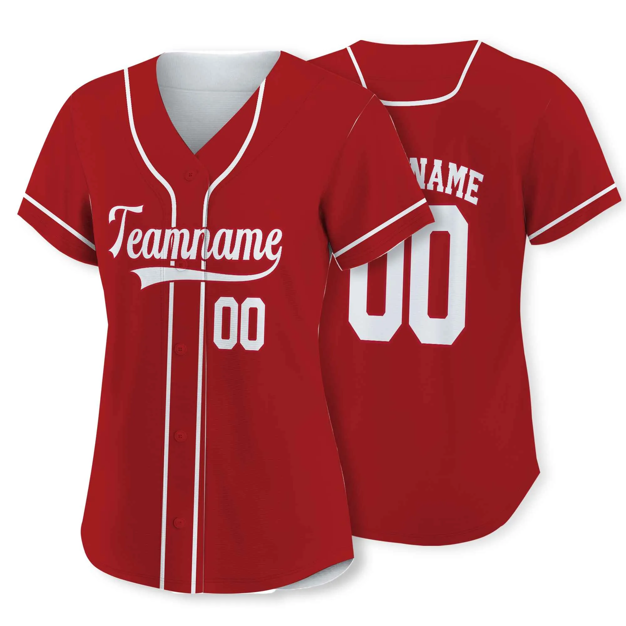 Custom Red White Authentic Baseball Jersey