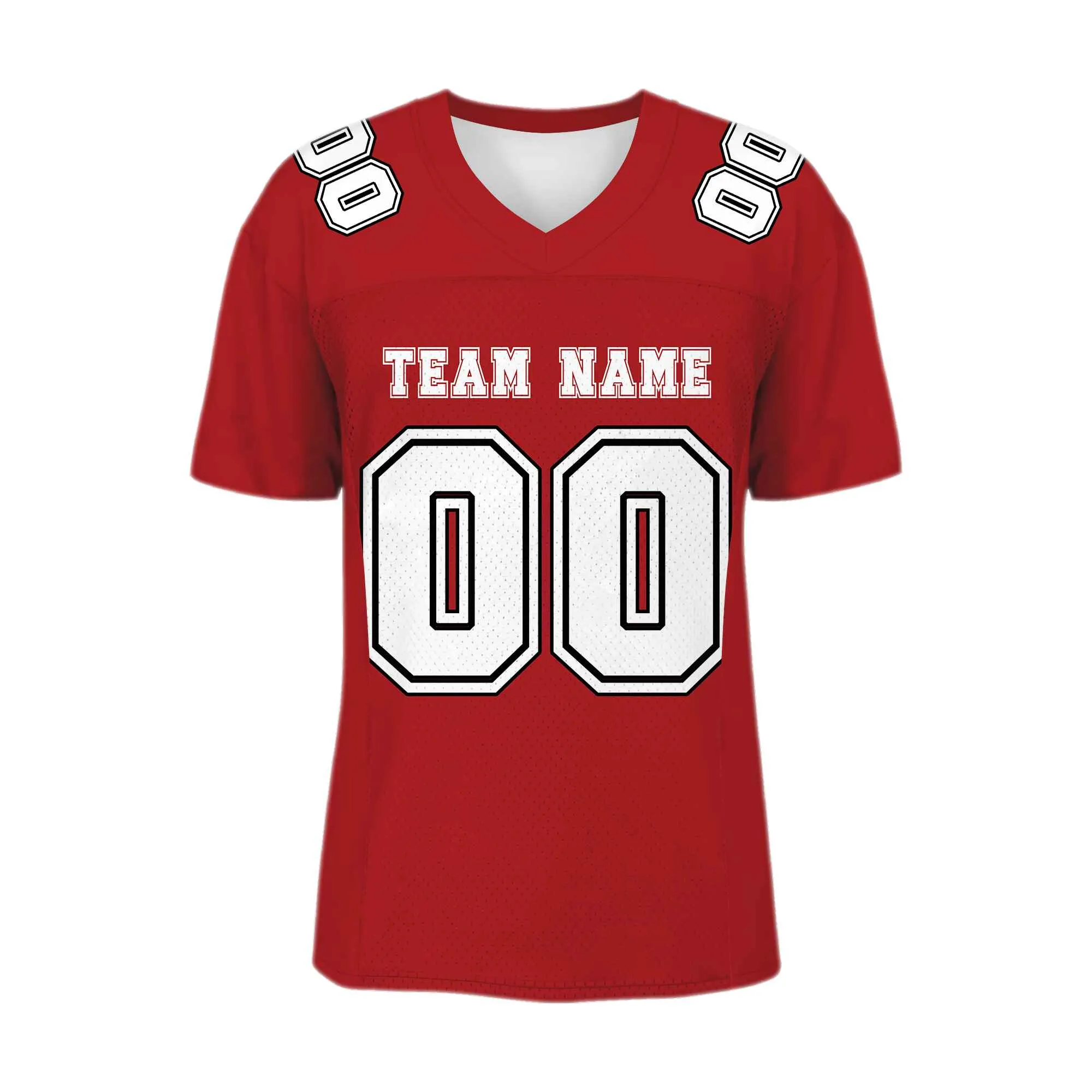 Custom Red White-Black Mesh Authentic Football Jersey