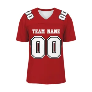 Custom Red White-Black Mesh Authentic Football Jersey