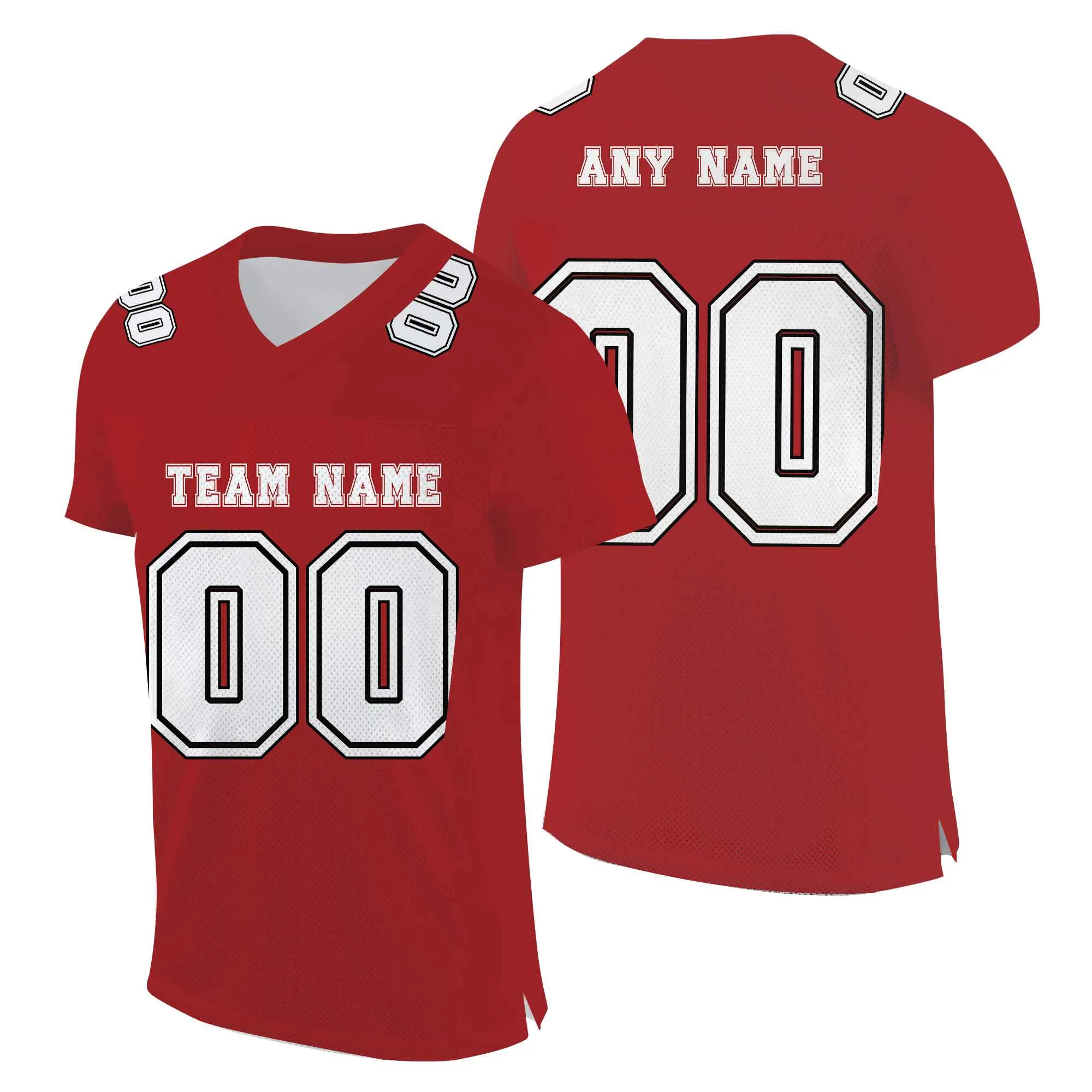 Custom Red White-Black Mesh Authentic Football Jersey