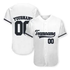 Custom White Black-Gray Authentic Baseball Jersey