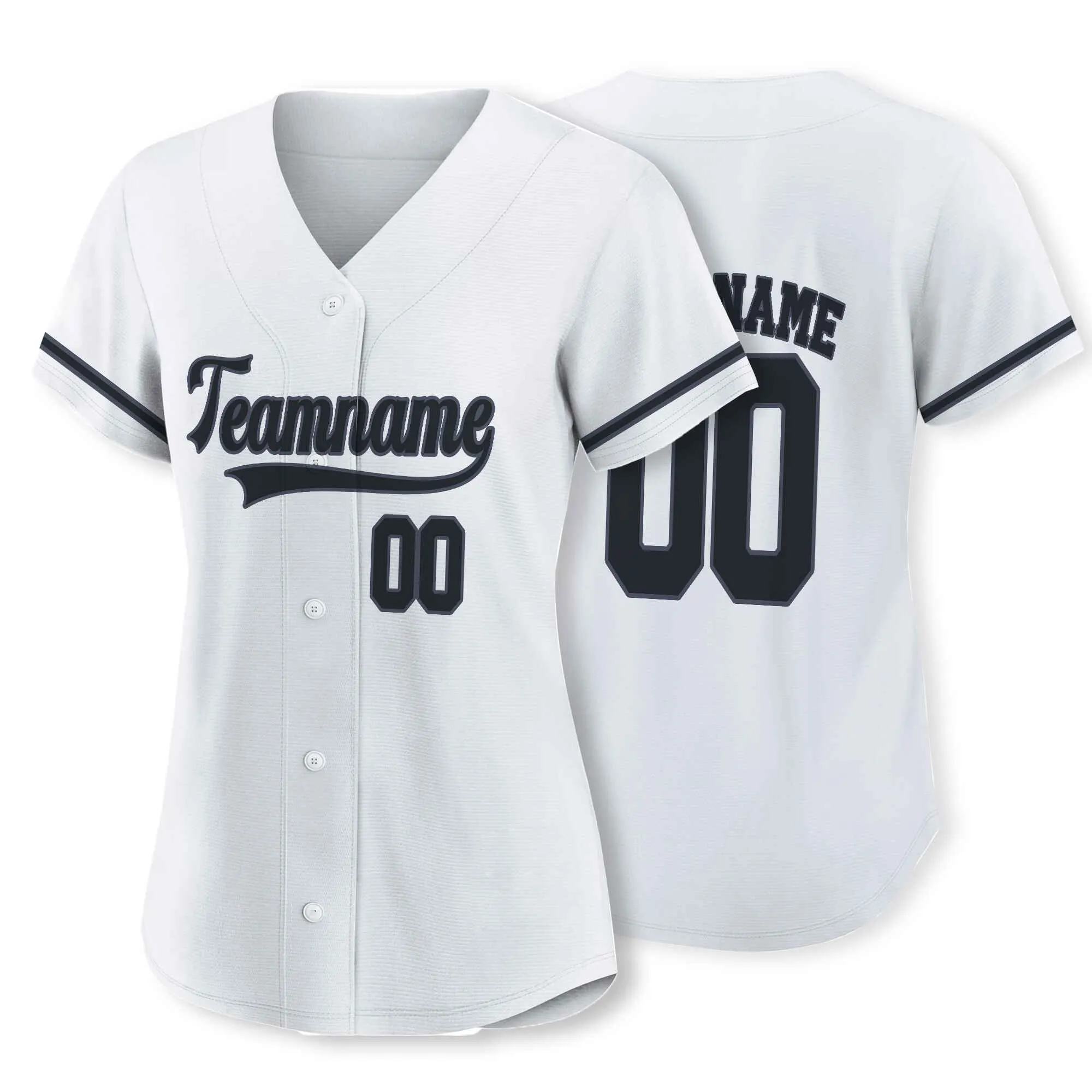 Custom White Black-Gray Authentic Baseball Jersey