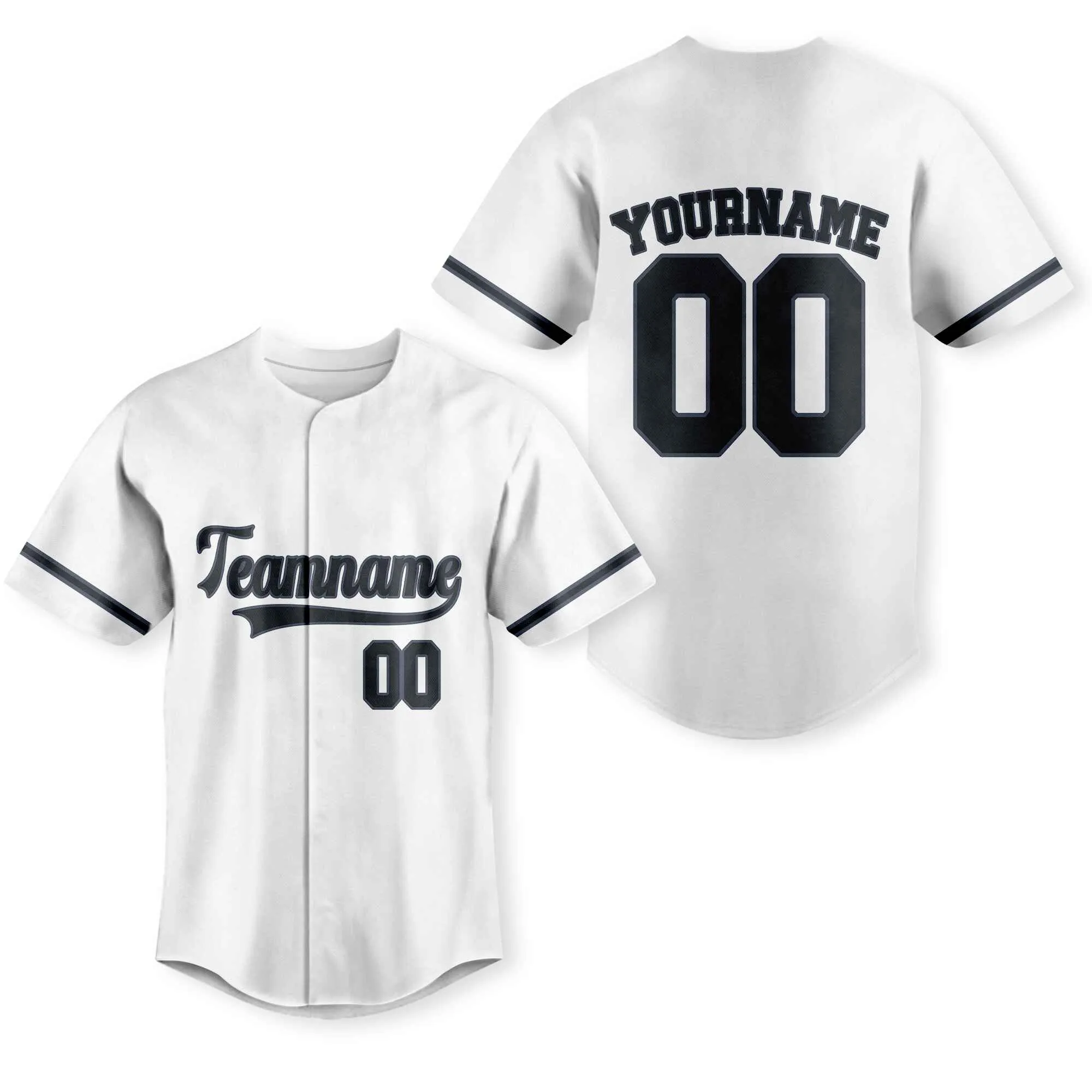 Custom White Black-Gray Authentic Baseball Jersey
