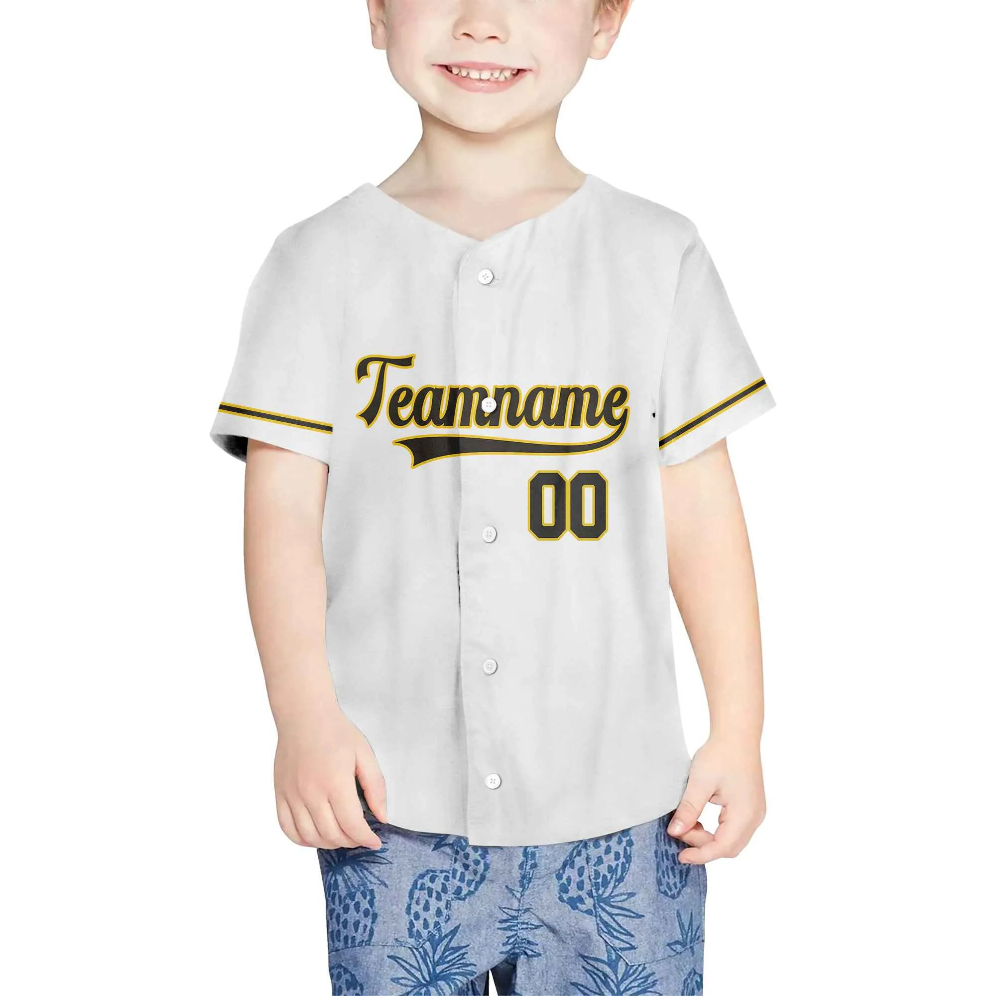 Custom White Black-Old Gold Authentic Baseball Jersey