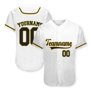 Custom White Black-Old Gold Authentic Baseball Jersey