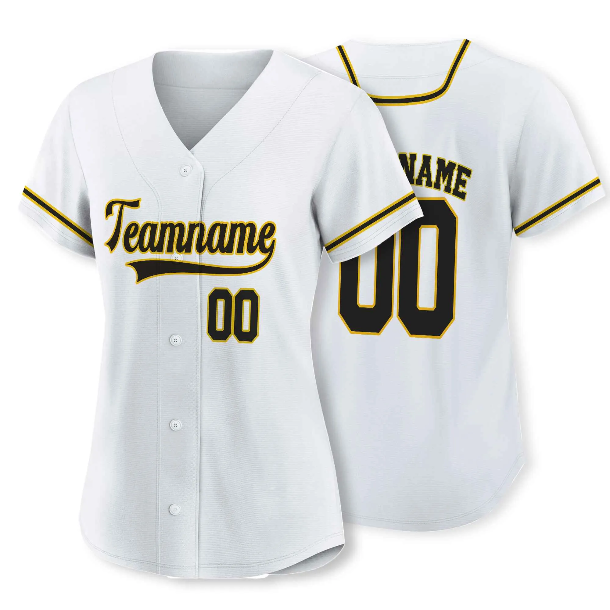 Custom White Black-Old Gold Authentic Baseball Jersey