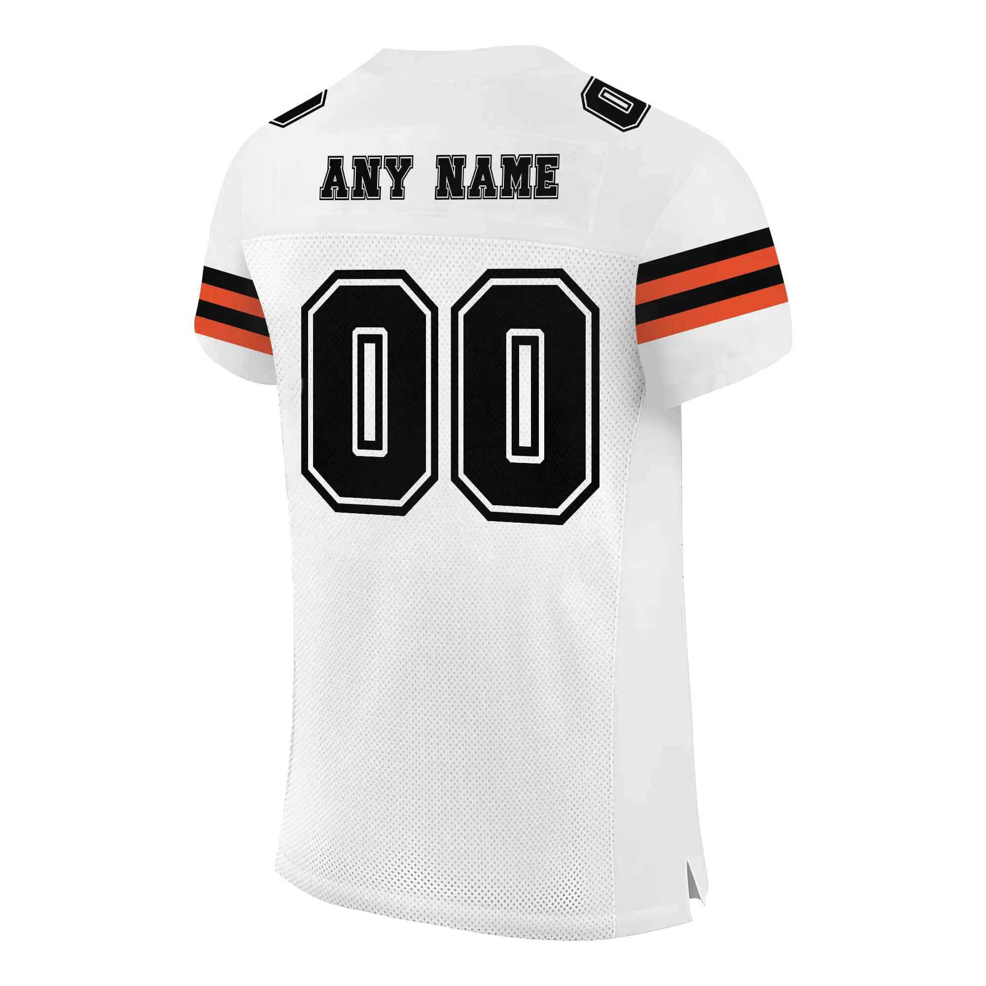 Custom White Black-Orange Mesh Football Jersey