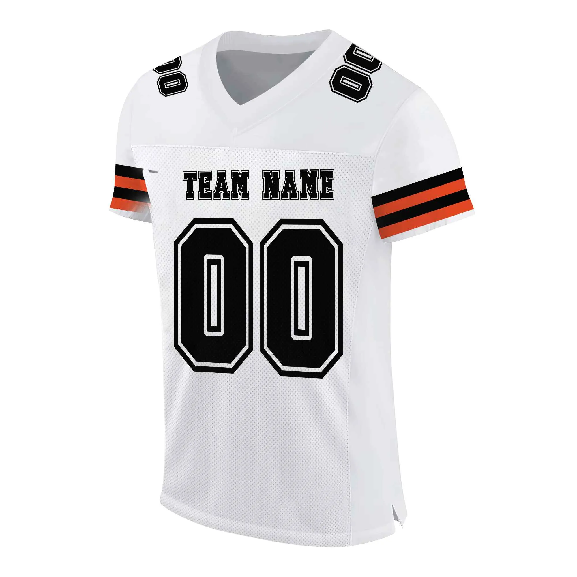 Custom White Black-Orange Mesh Football Jersey