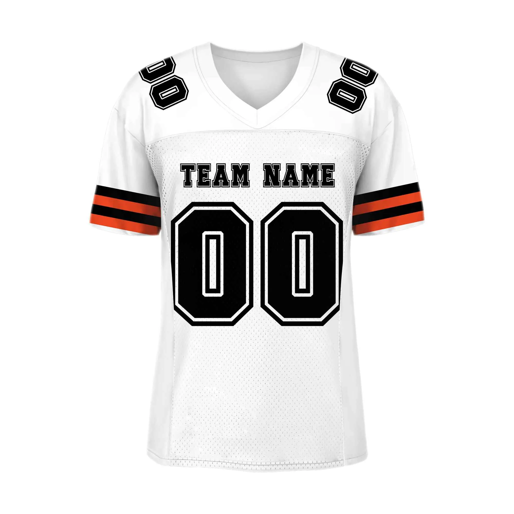 Custom White Black-Orange Mesh Football Jersey