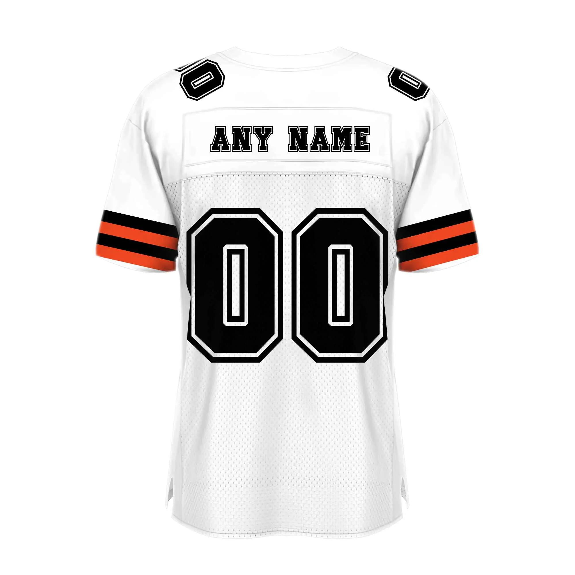 Custom White Black-Orange Mesh Football Jersey