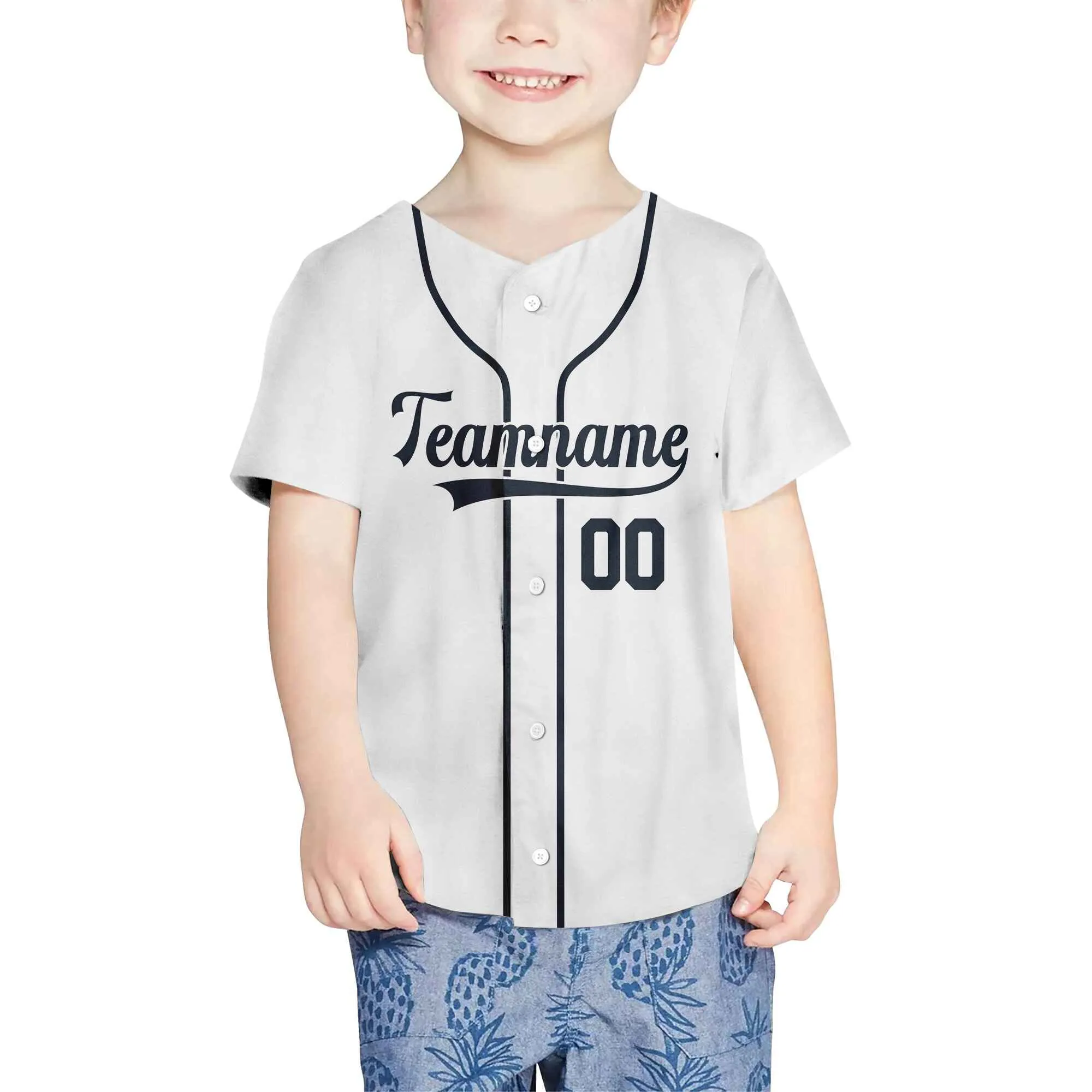Custom White Navy Baseball Jersey