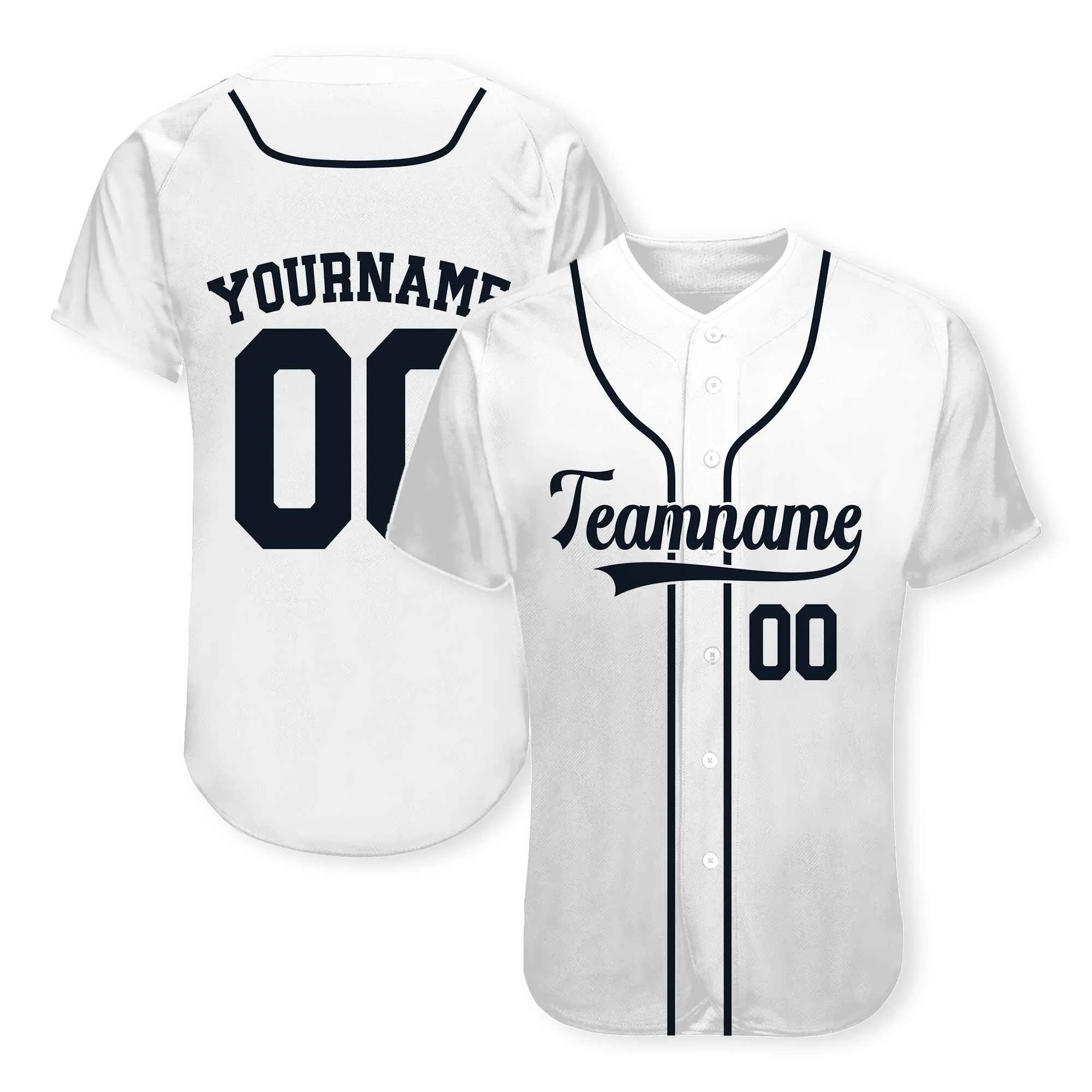 Custom White Navy Baseball Jersey