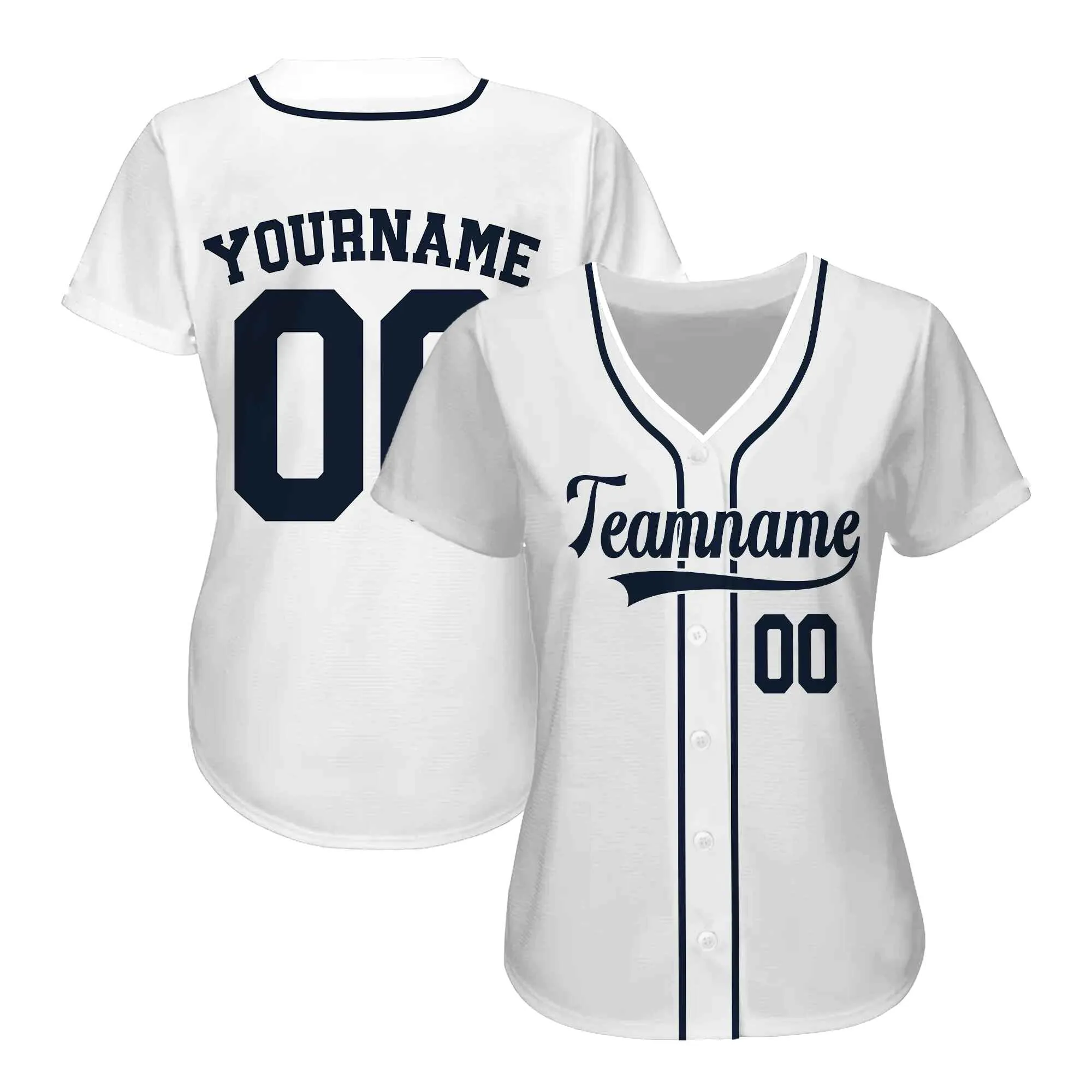 Custom White Navy Baseball Jersey