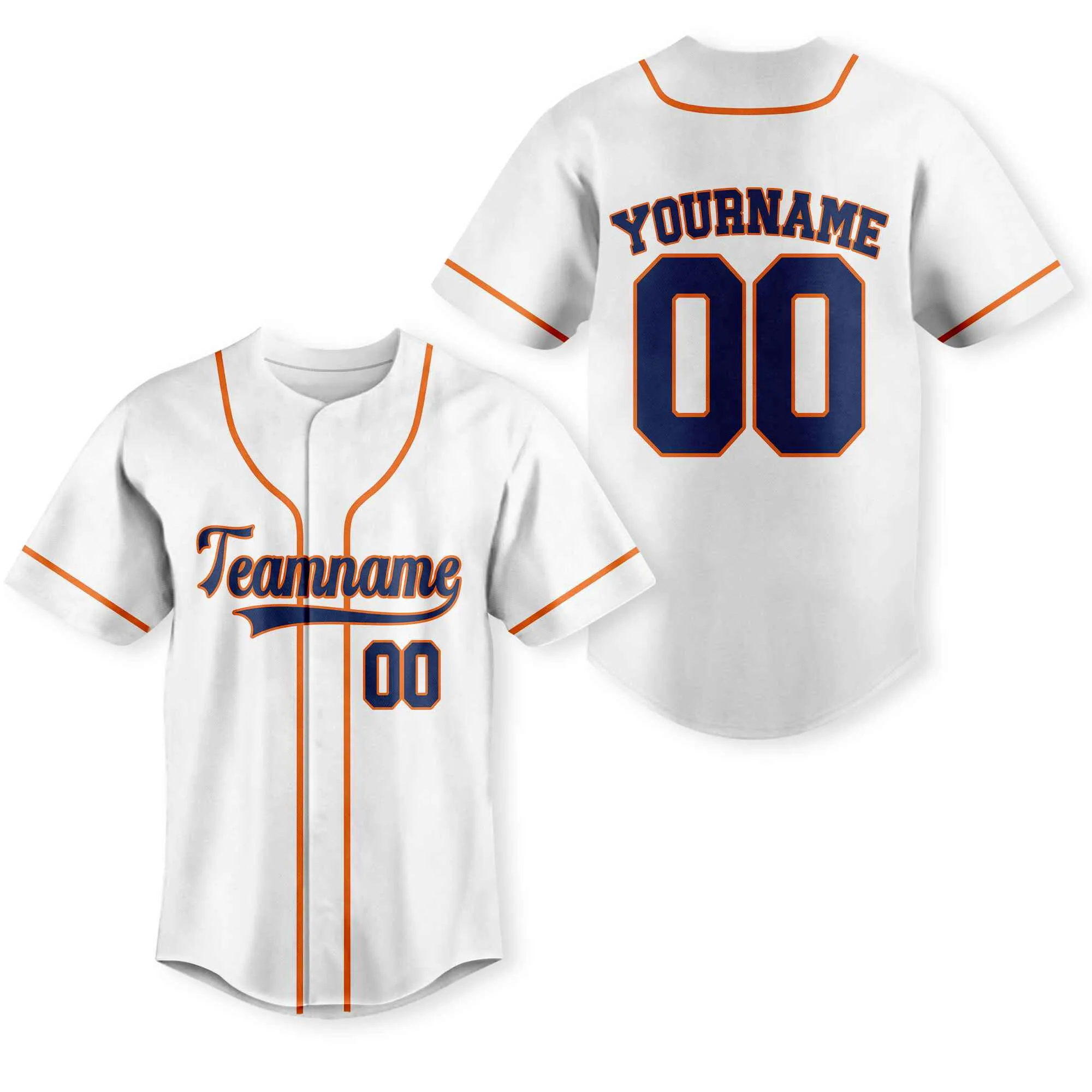 Custom White Navy - Orange Authentic Baseball Jersey