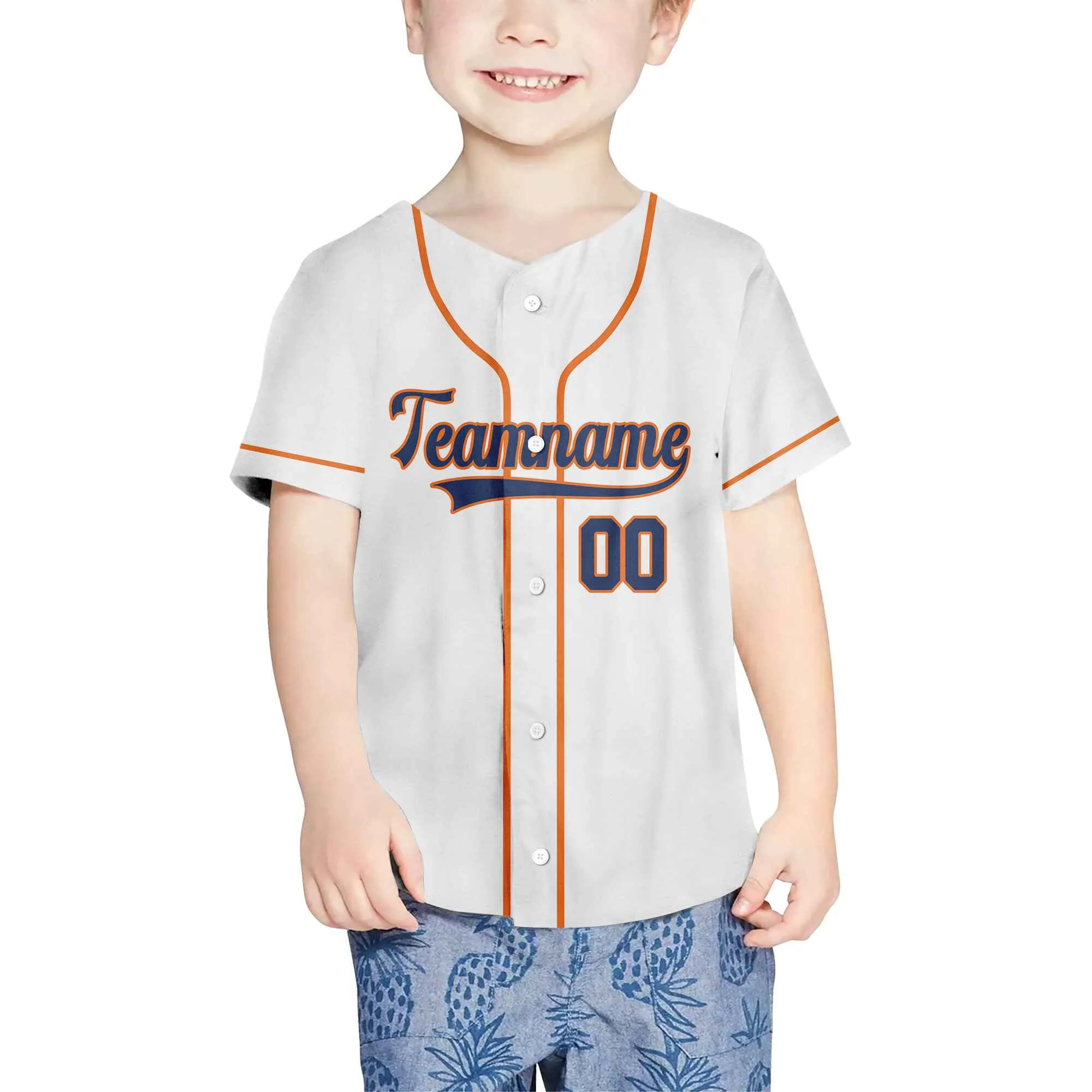 Custom White Navy - Orange Authentic Baseball Jersey