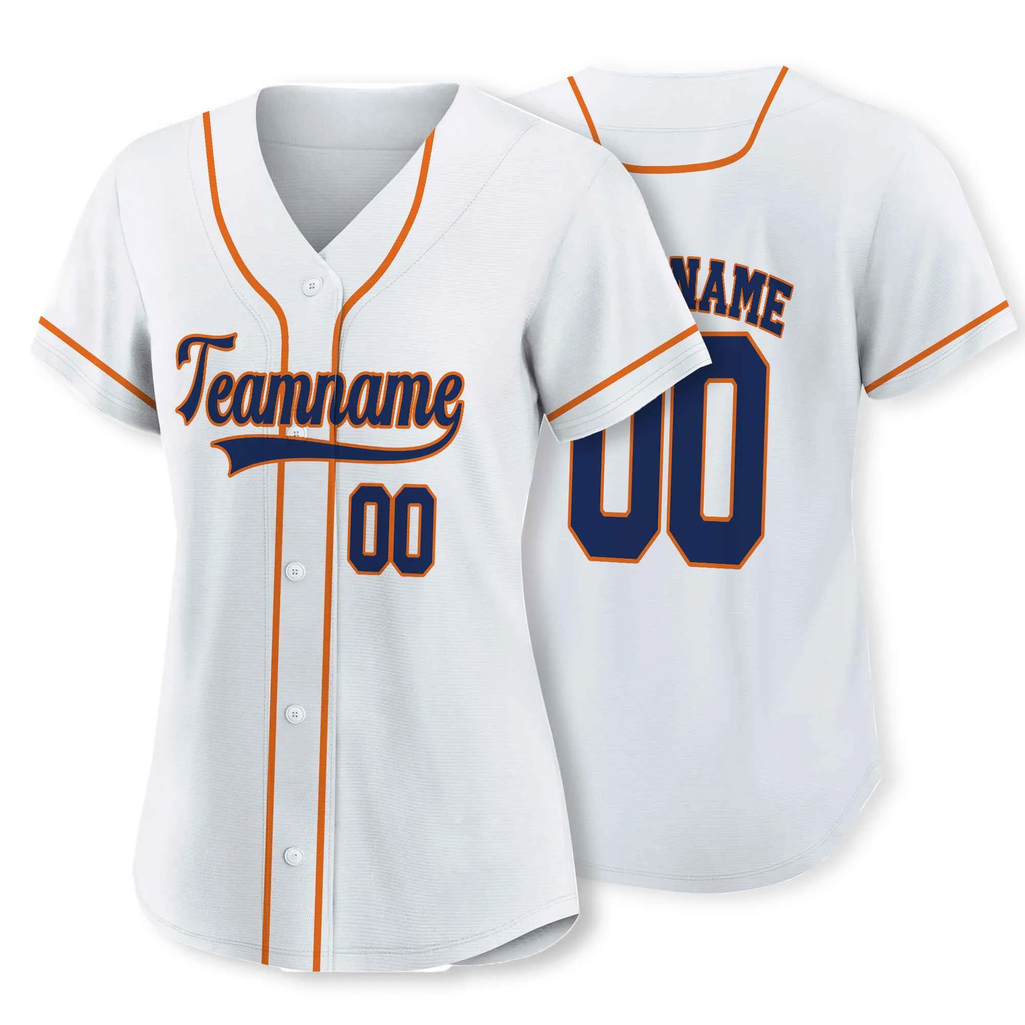 Custom White Navy - Orange Authentic Baseball Jersey
