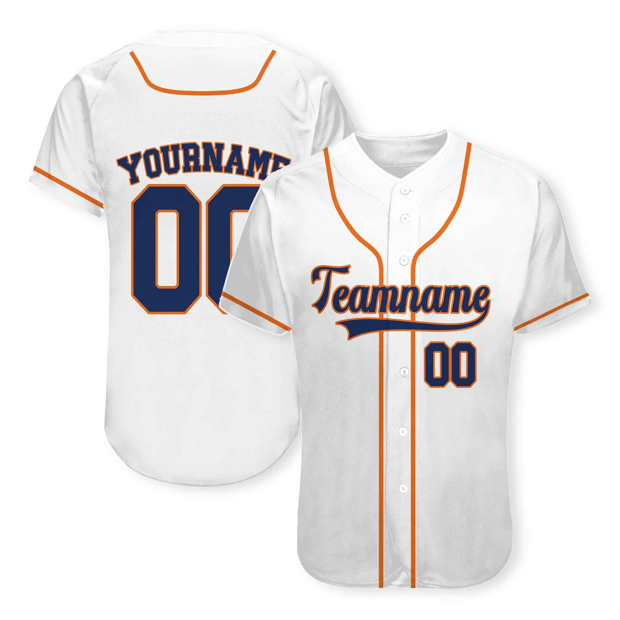 Custom White Navy - Orange Authentic Baseball Jersey