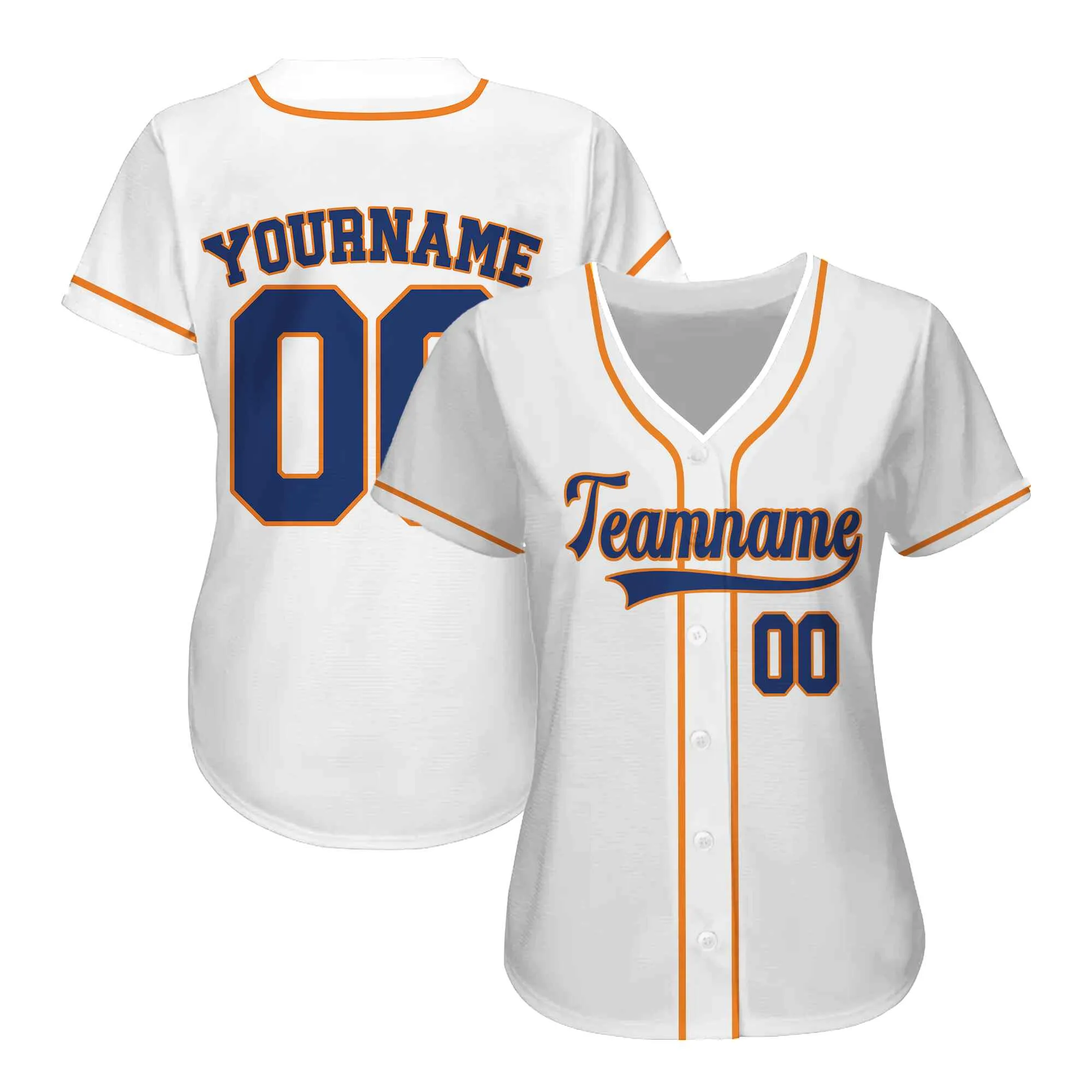 Custom White Navy - Orange Authentic Baseball Jersey