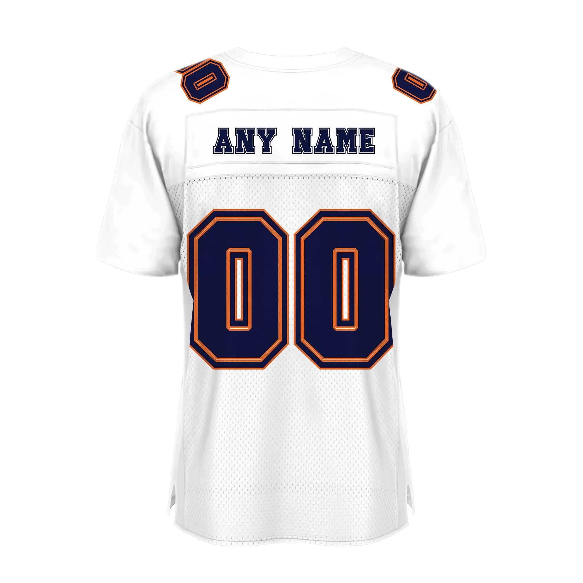 Custom White Navy-Orange Mesh Authentic Football Jersey