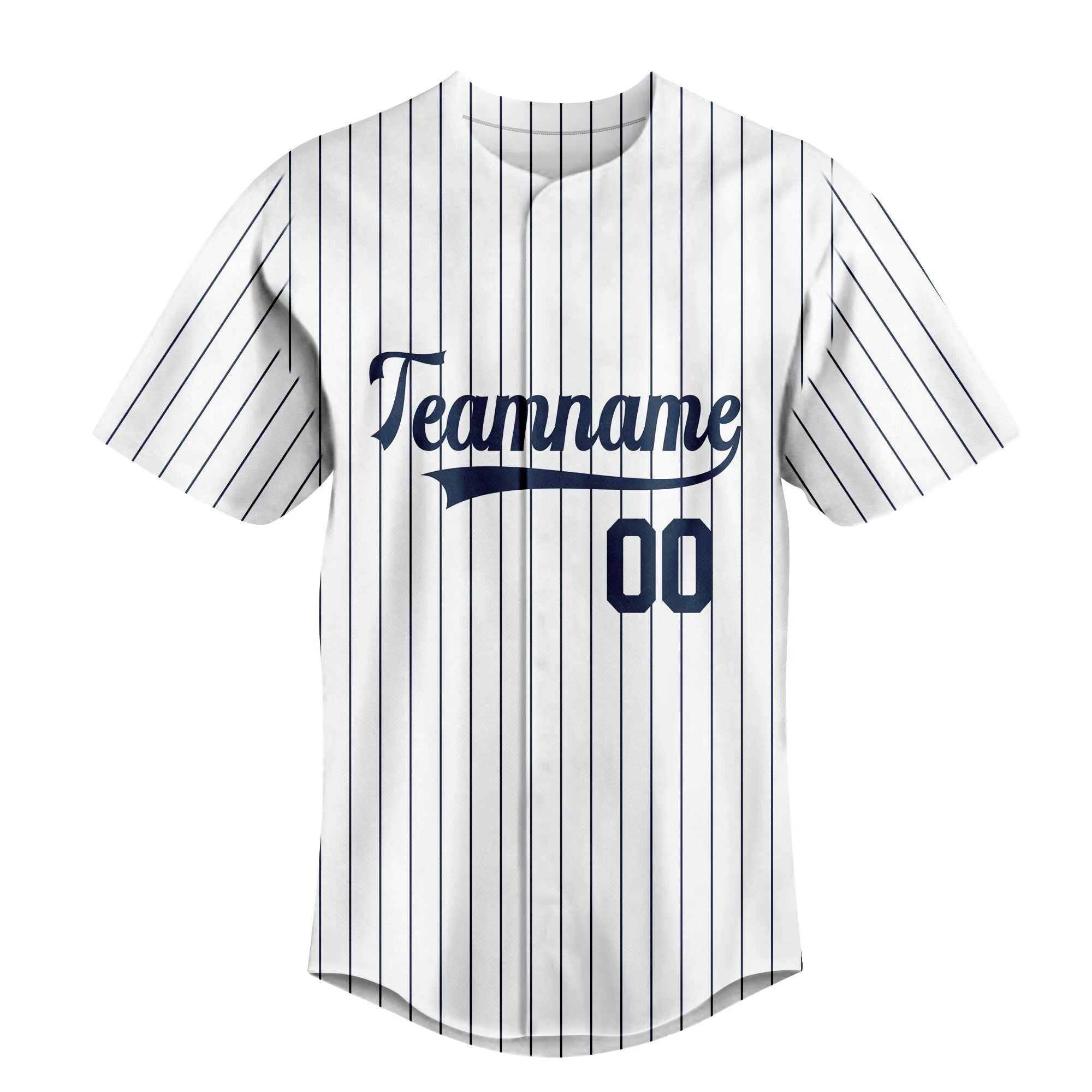 Custom White Navy Pinstripe Navy Authentic Baseball Jersey