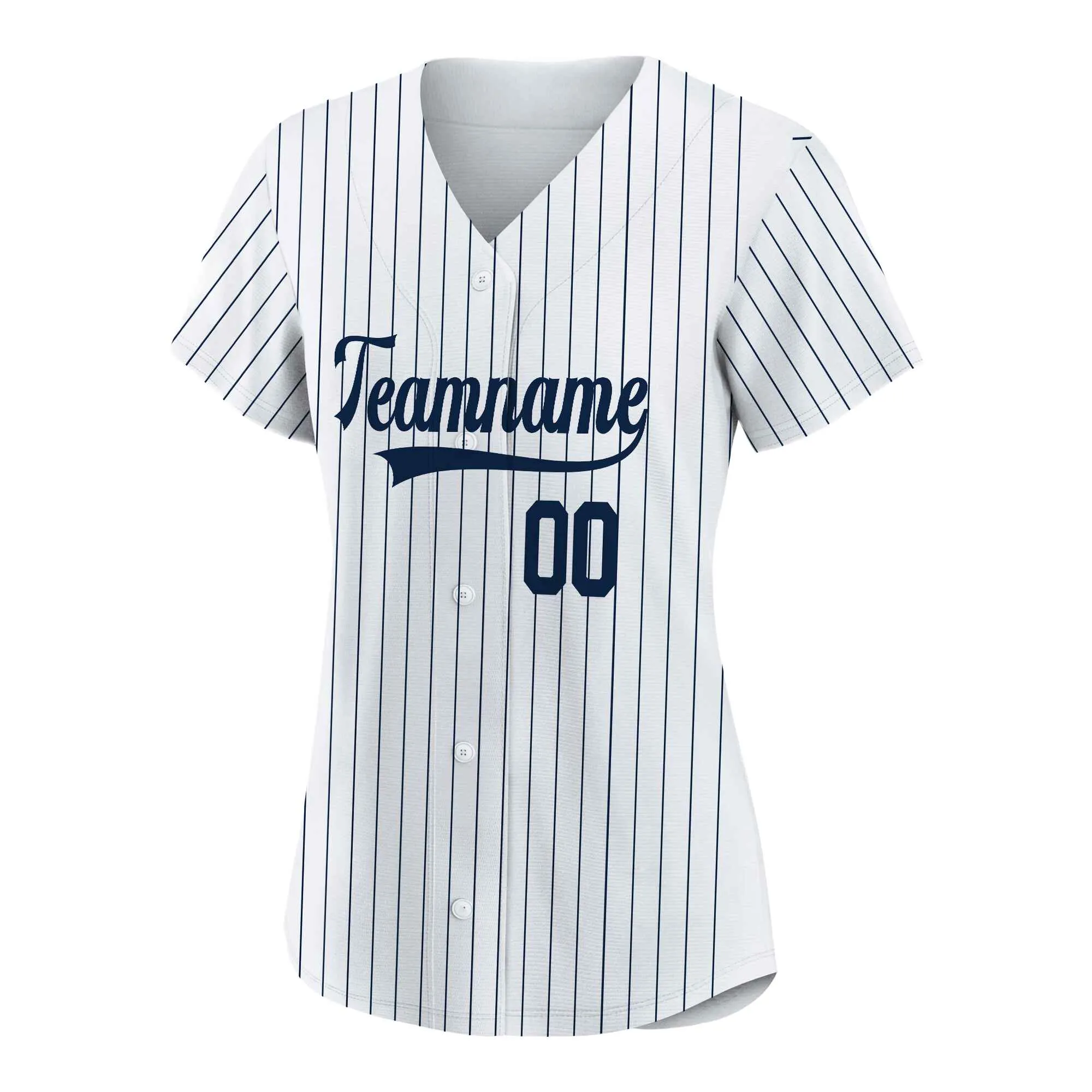 Custom White Navy Pinstripe Navy Authentic Baseball Jersey