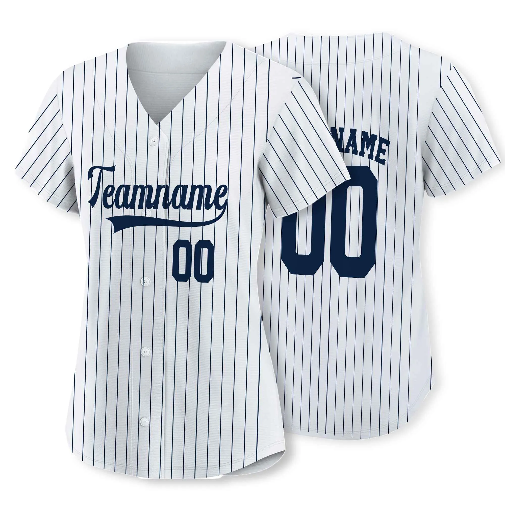 Custom White Navy Pinstripe Navy Authentic Baseball Jersey