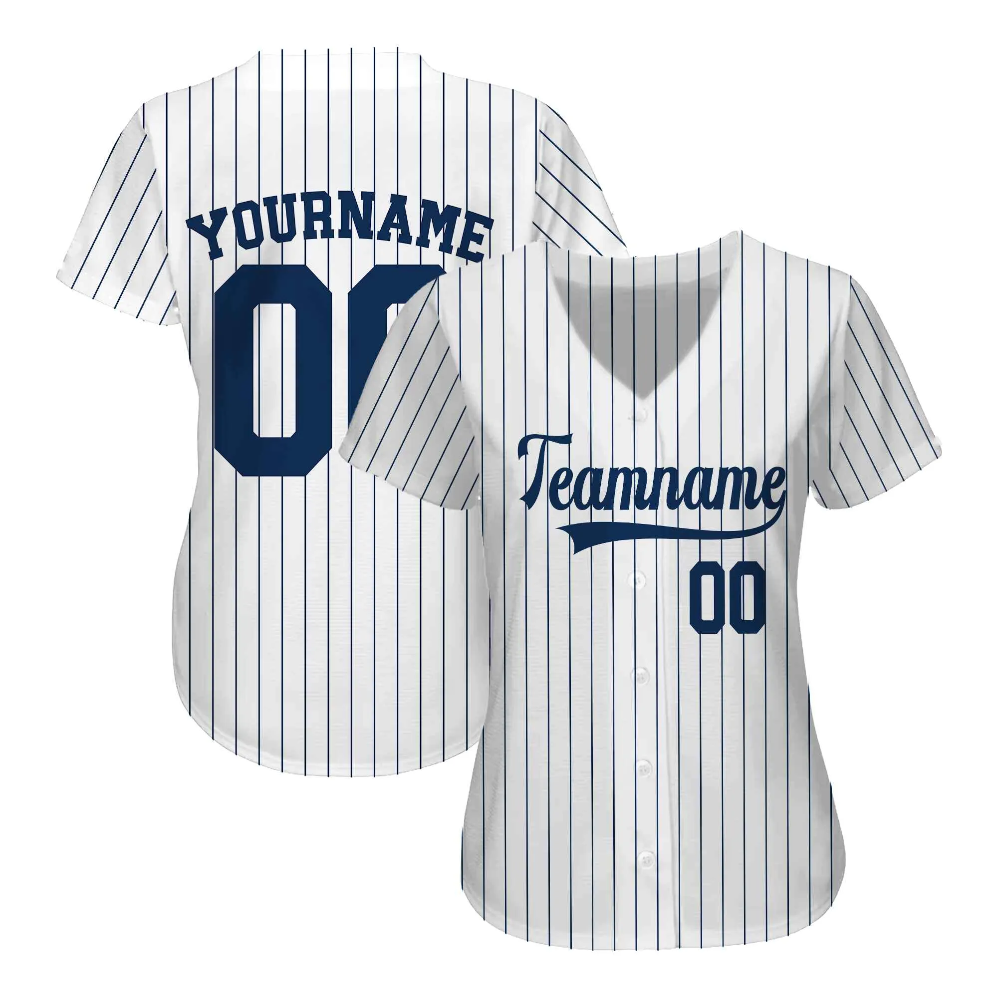 Custom White Navy Pinstripe Navy Authentic Baseball Jersey