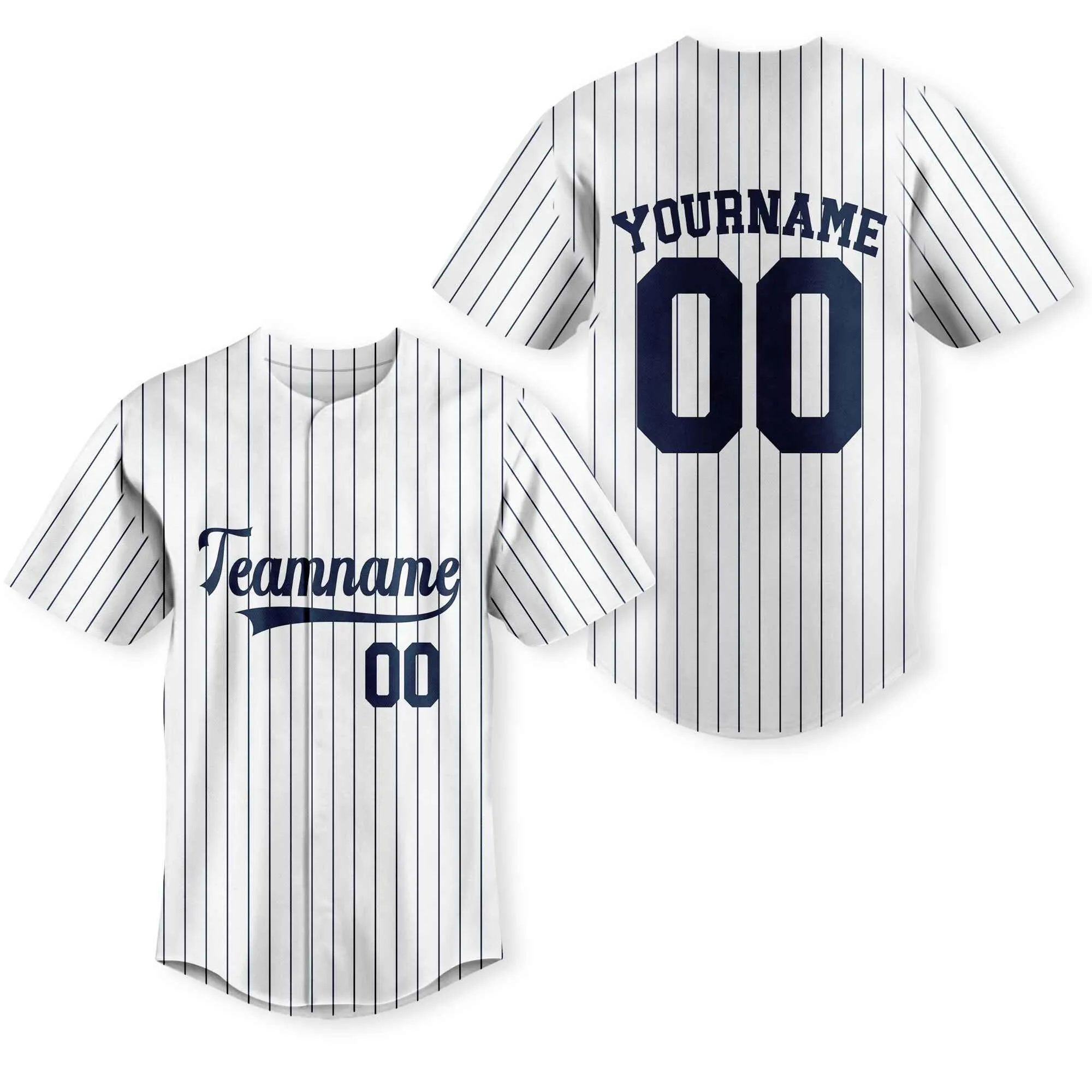 Custom White Navy Pinstripe Navy Authentic Baseball Jersey