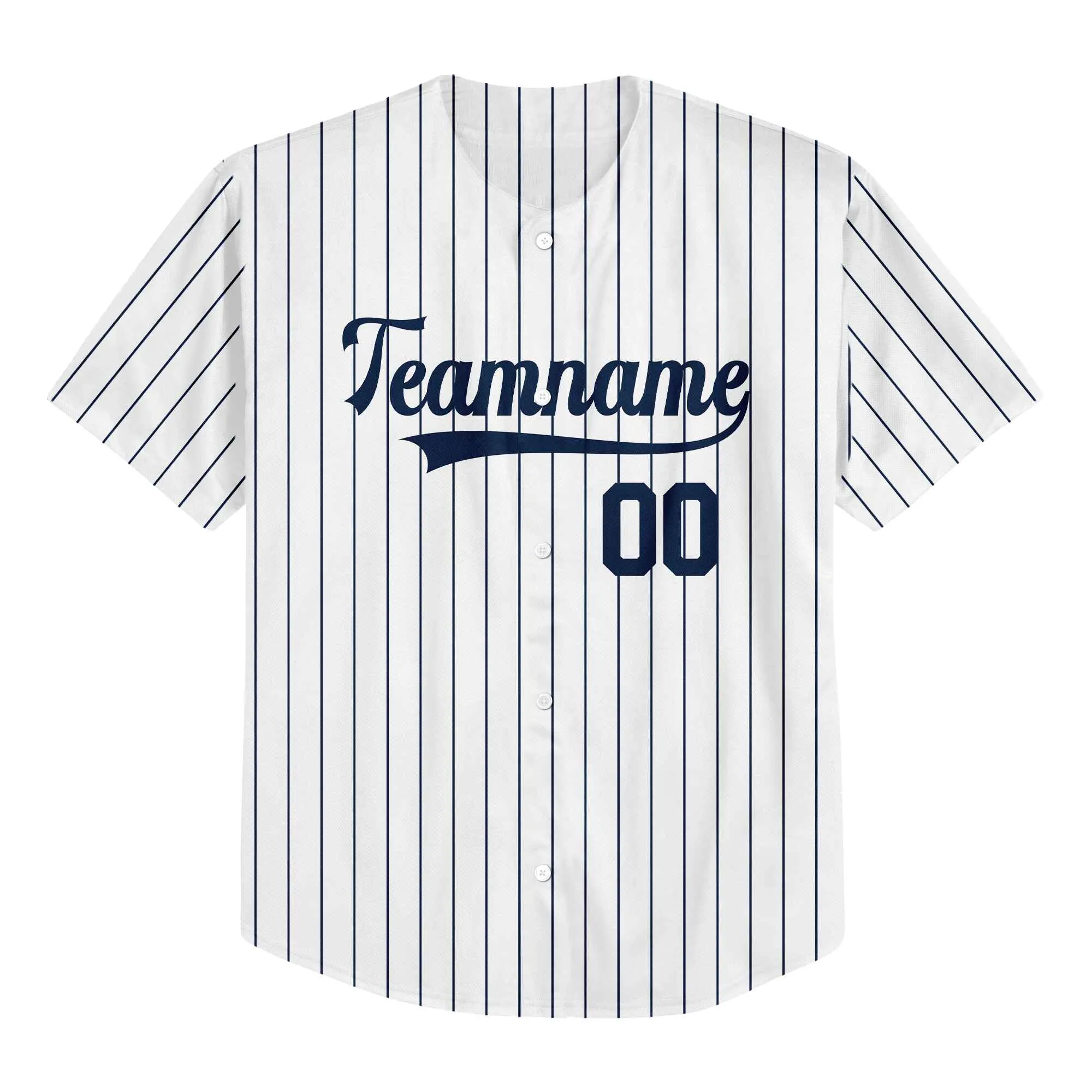 Custom White Navy Pinstripe Navy Authentic Baseball Jersey