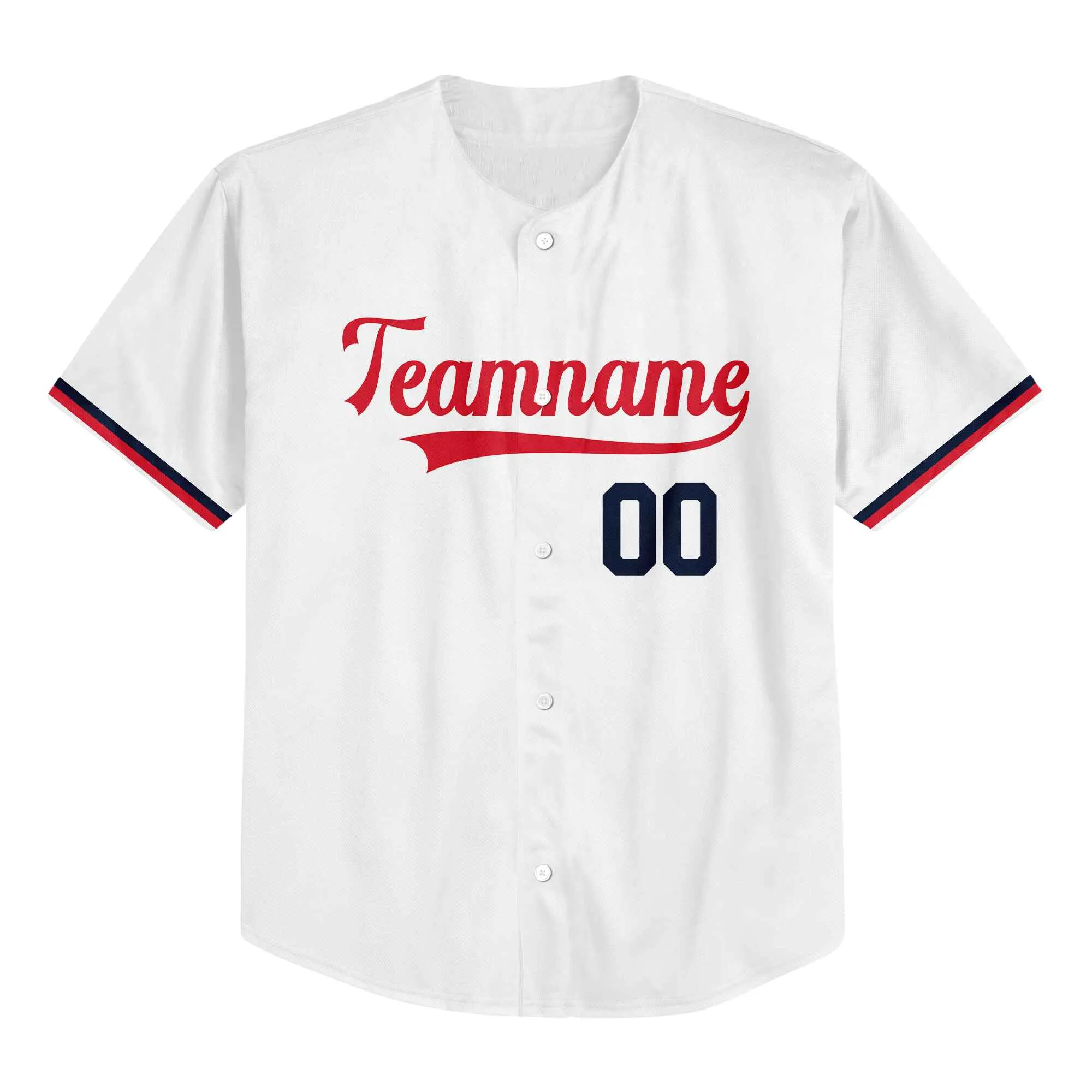 Custom White Navy-Red Authentic Baseball Jersey