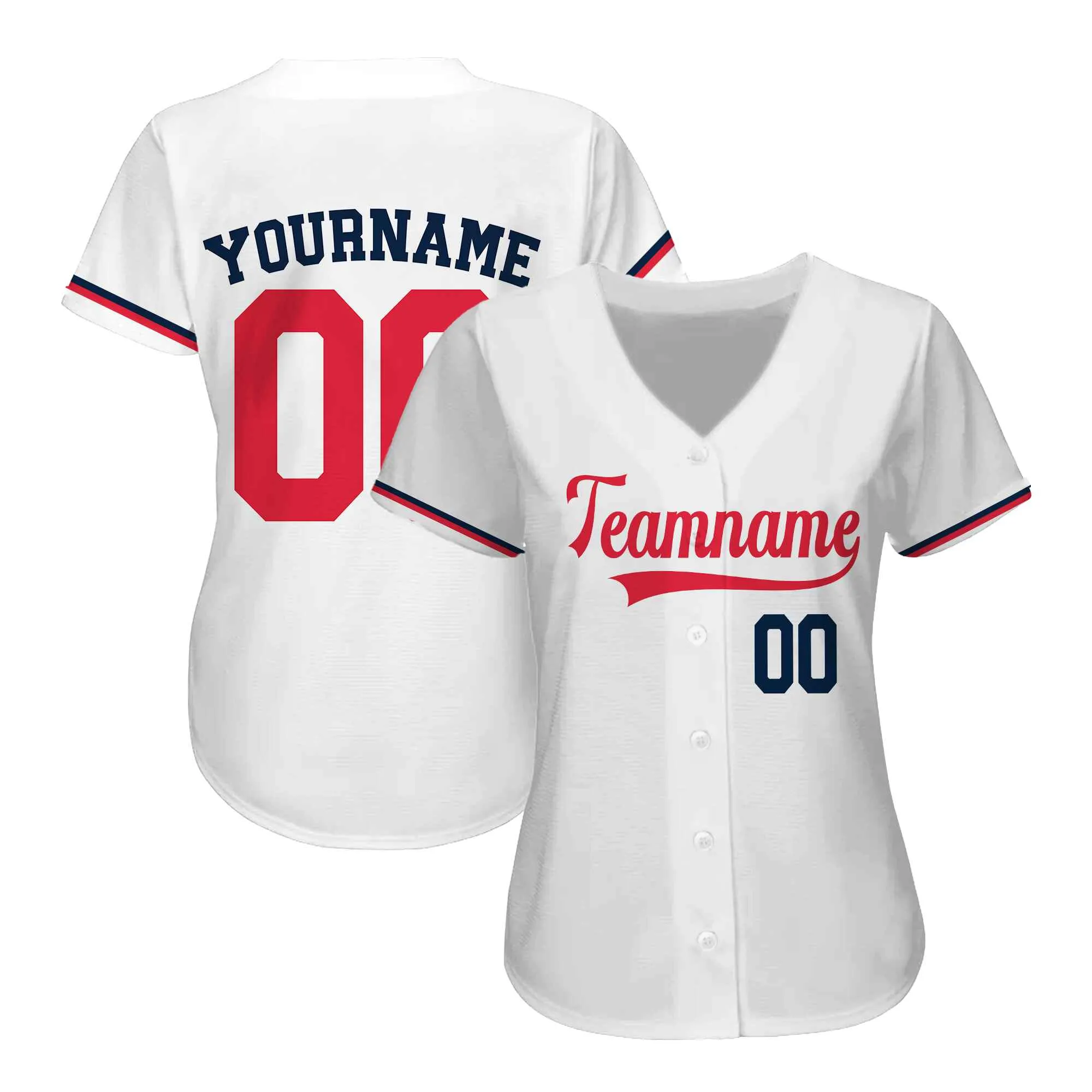 Custom White Navy-Red Authentic Baseball Jersey