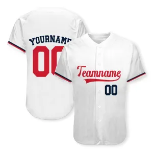 Custom White Navy-Red Authentic Baseball Jersey