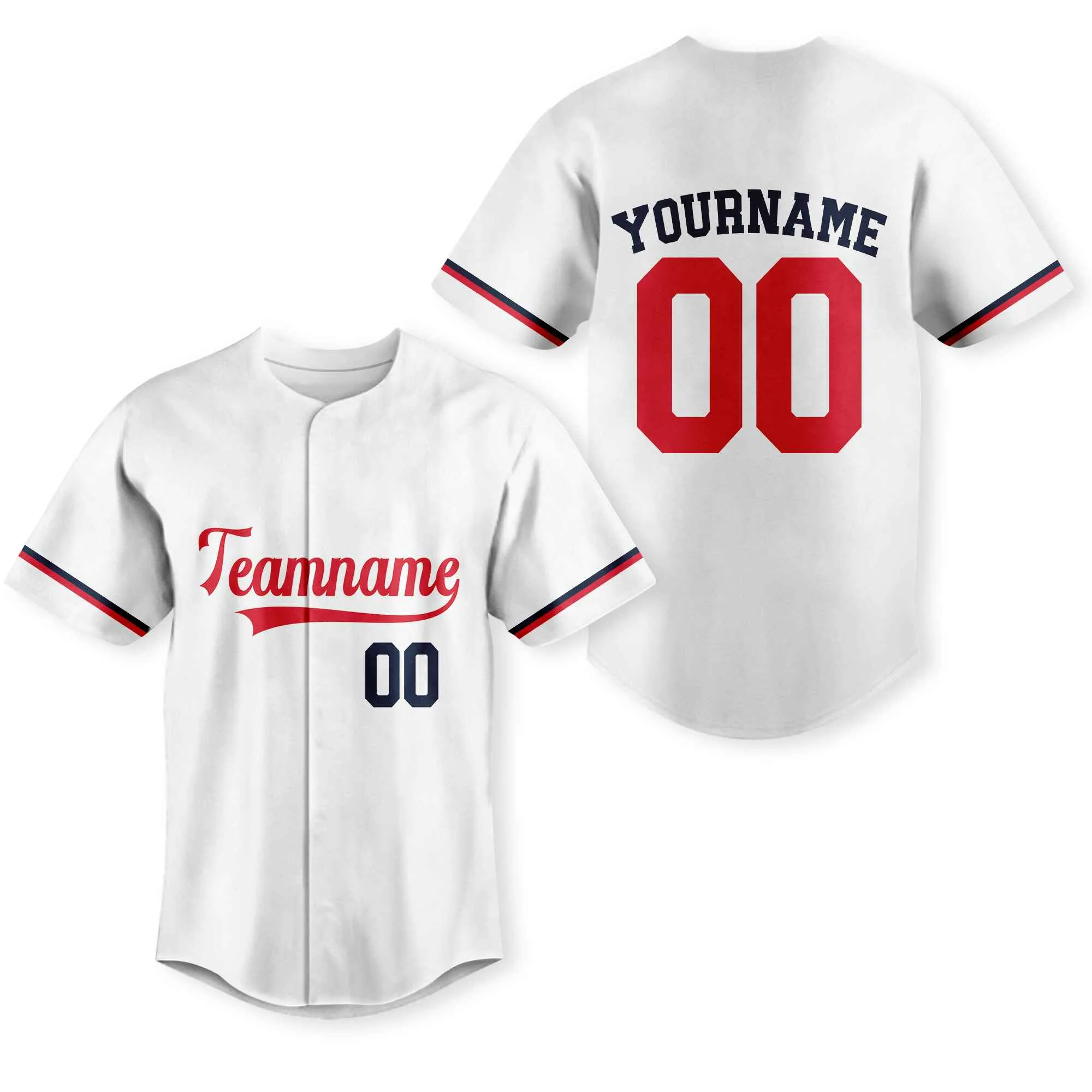 Custom White Navy-Red Authentic Baseball Jersey