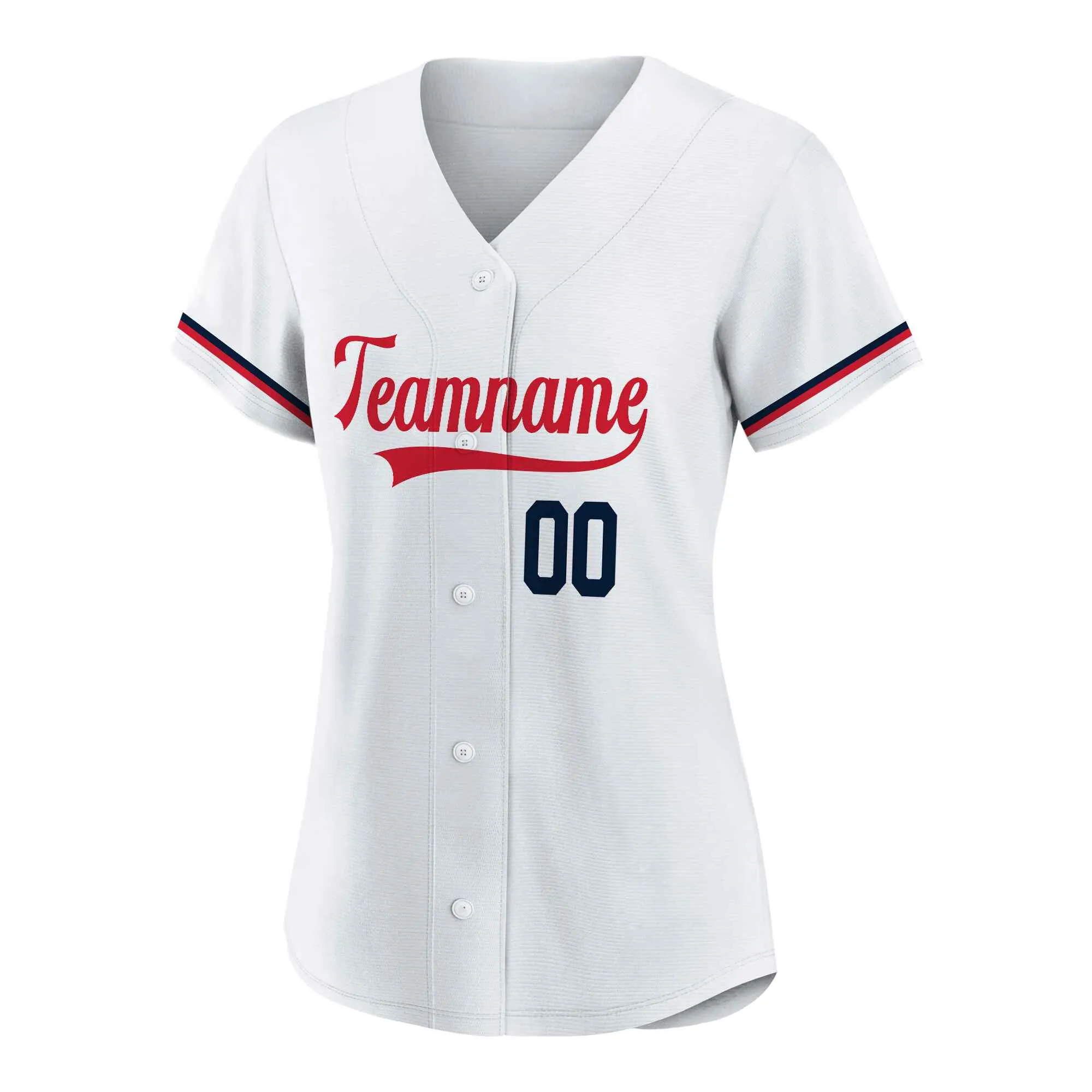 Custom White Navy-Red Authentic Baseball Jersey
