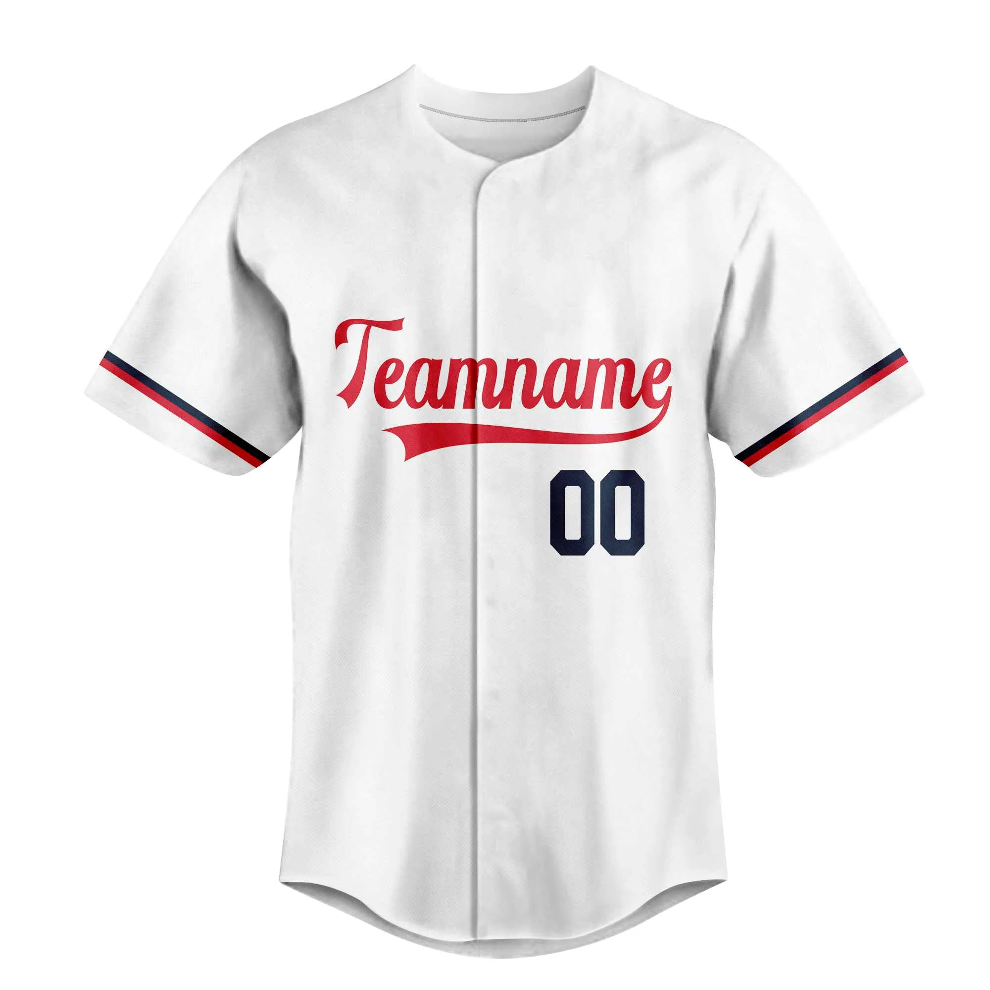 Custom White Navy-Red Authentic Baseball Jersey