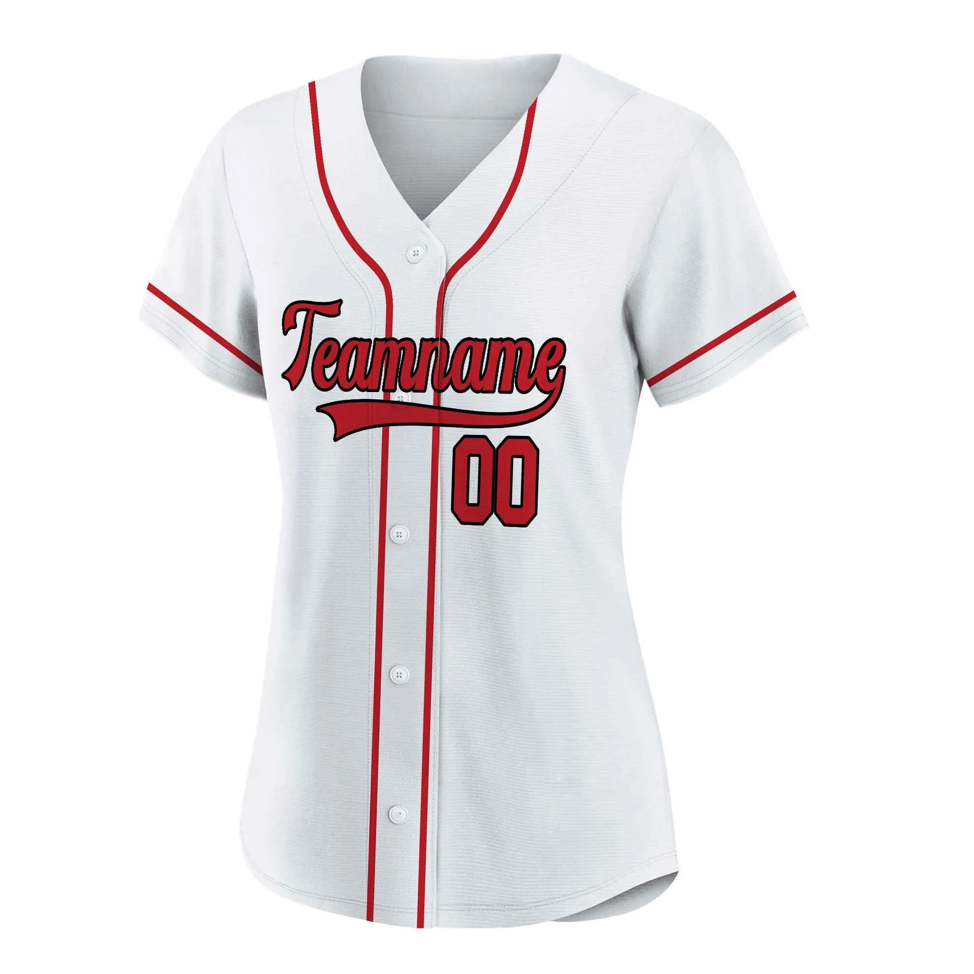 Custom White Red-Black Baseball Jersey