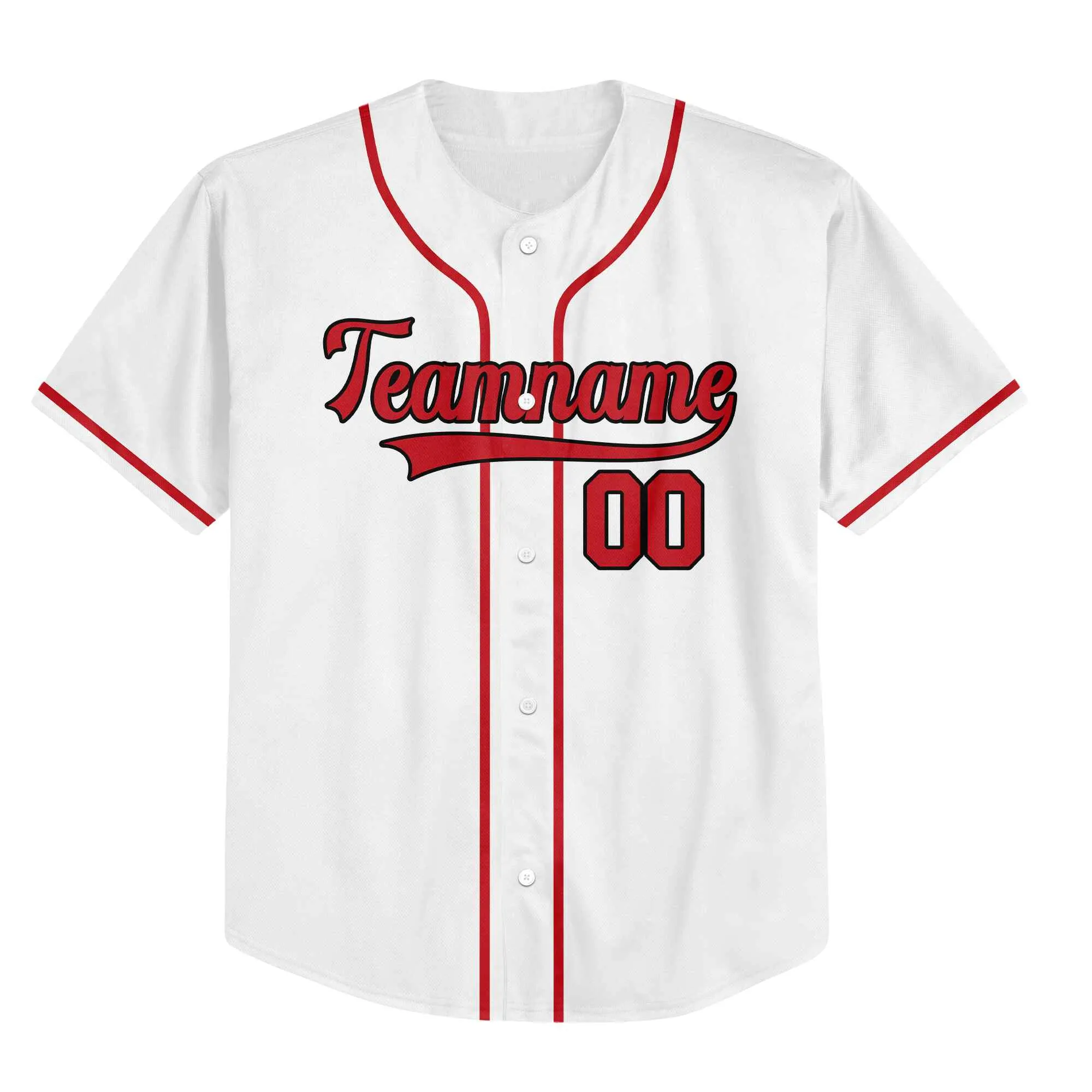 Custom White Red-Black Baseball Jersey