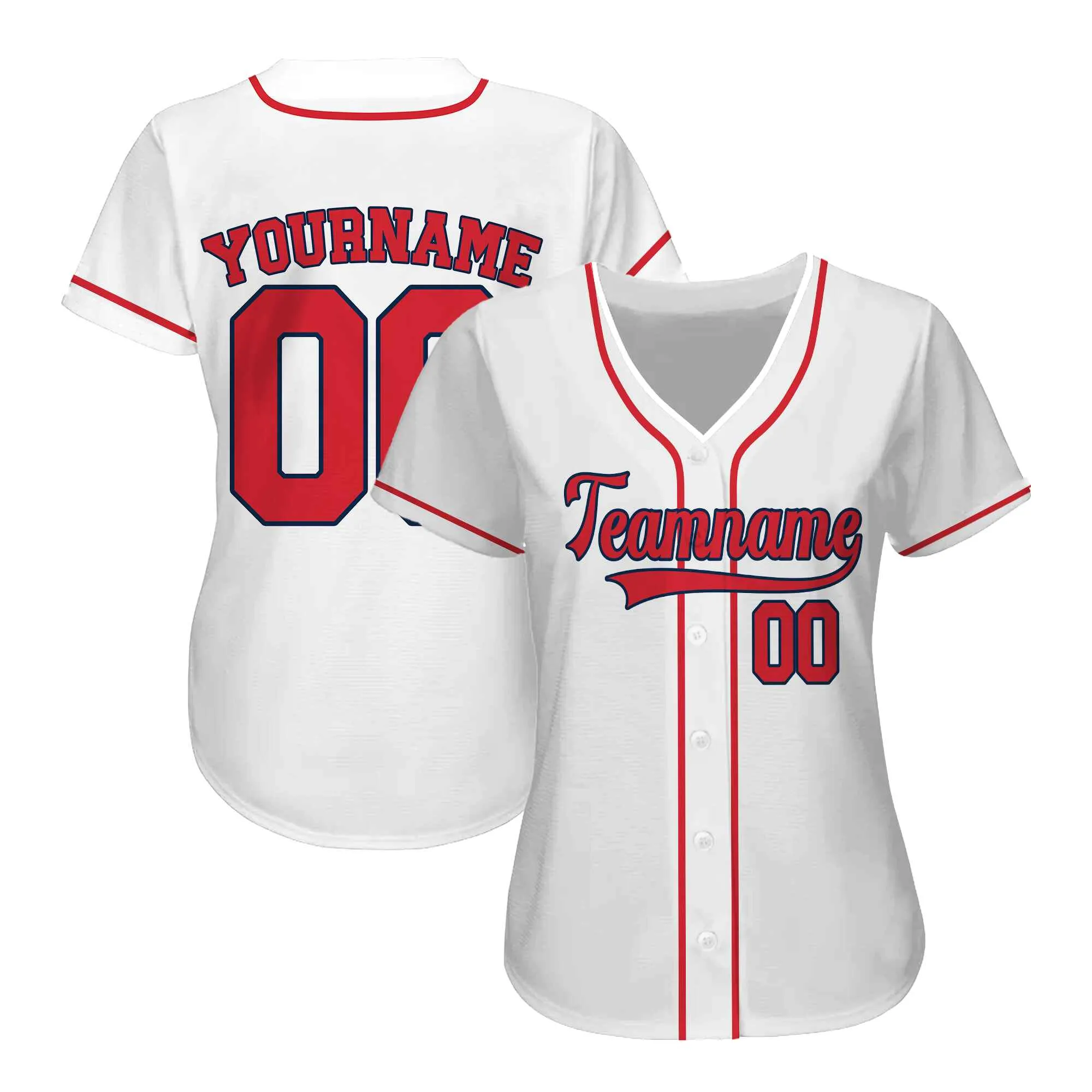 Custom White Red-Black Baseball Jersey