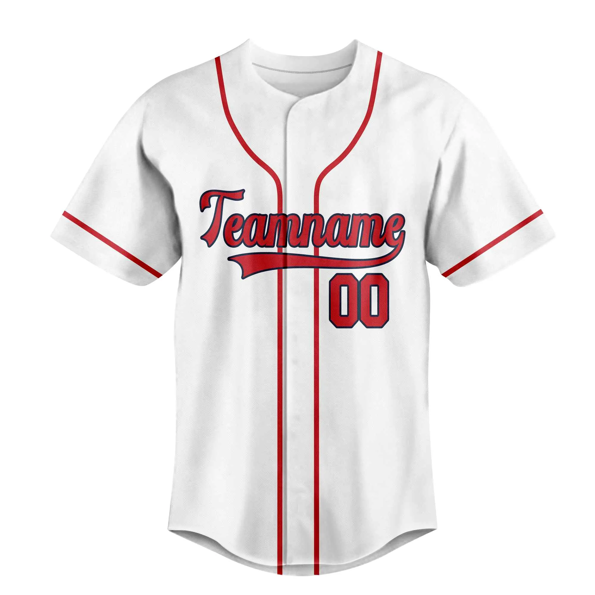 Custom White Red-Black Baseball Jersey