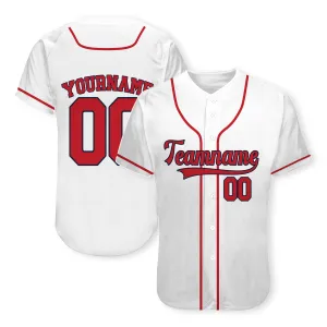 Custom White Red-Black Baseball Jersey