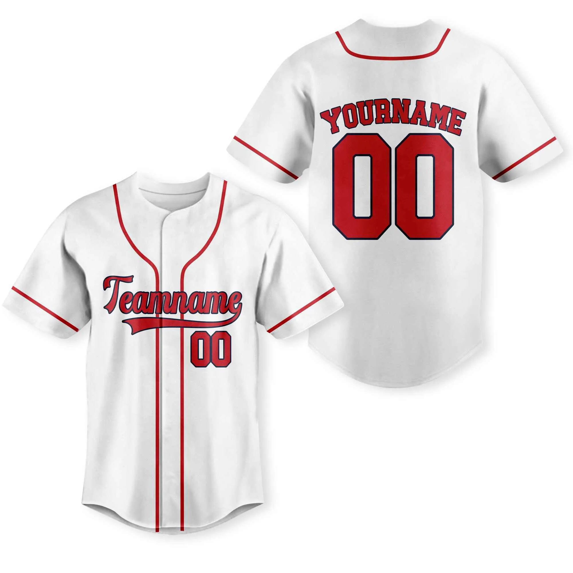 Custom White Red-Black Baseball Jersey