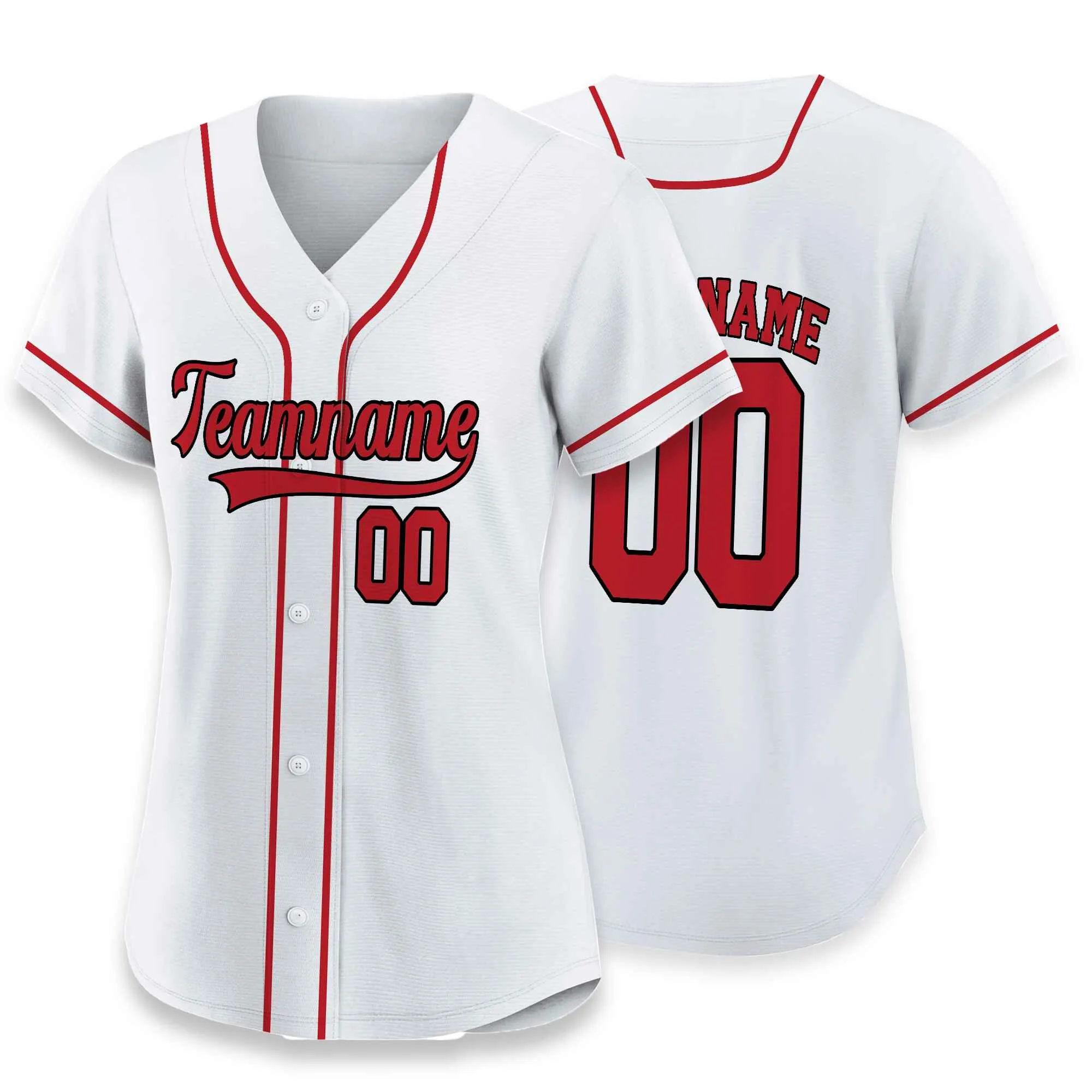 Custom White Red-Black Baseball Jersey