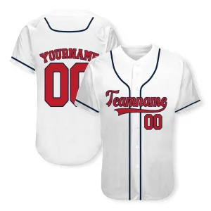 Custom White Red-Navy Authentic Baseball Jersey